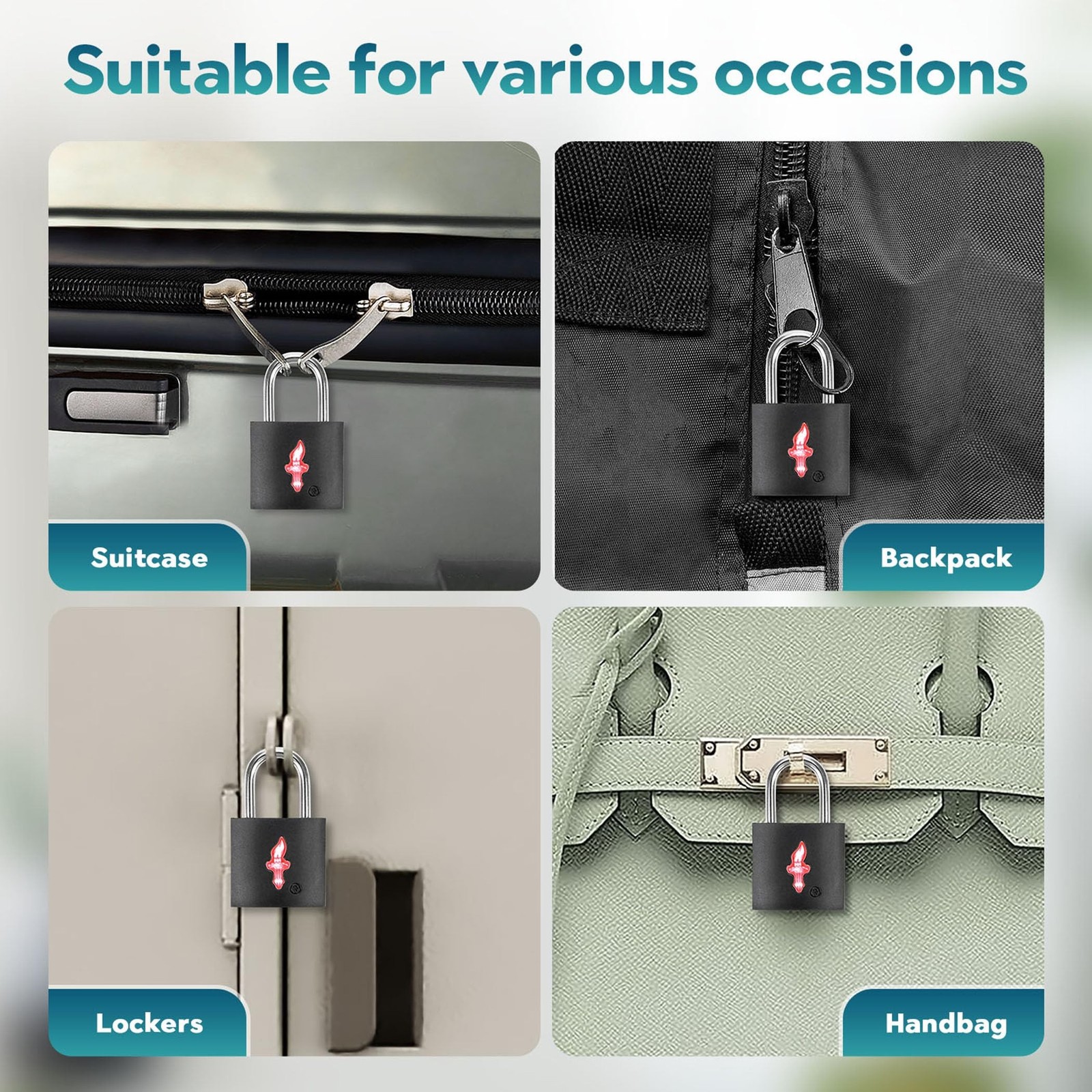 4 Pack Black TSA Luggage Locks with Key+4 Pack Travel tag, Luggage Lock TSA A…