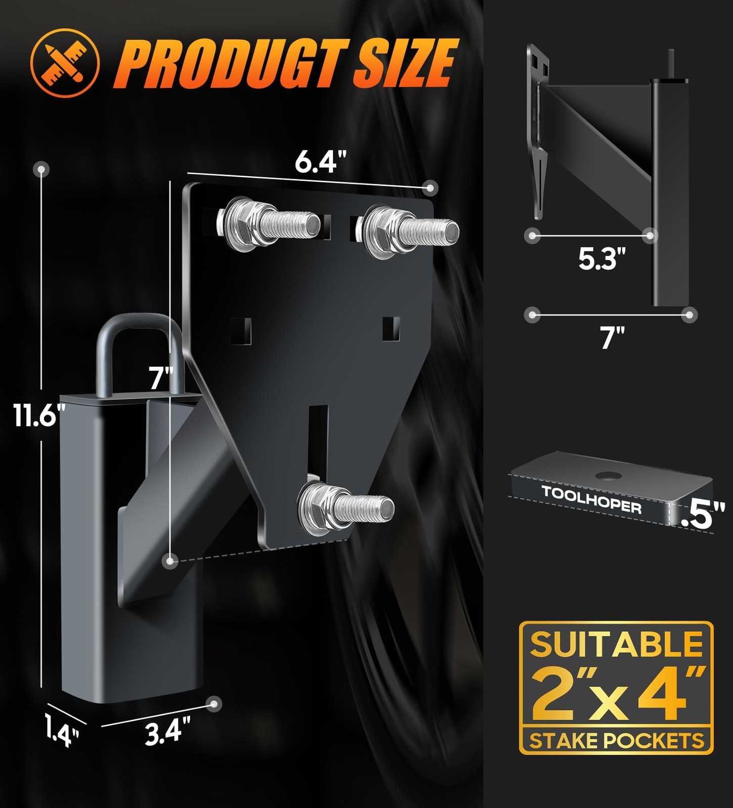 Stake Pocket Spare Tire Mount, Trailer Spare Tire Mount Fit 4 5 6 8 Lugs Trai…