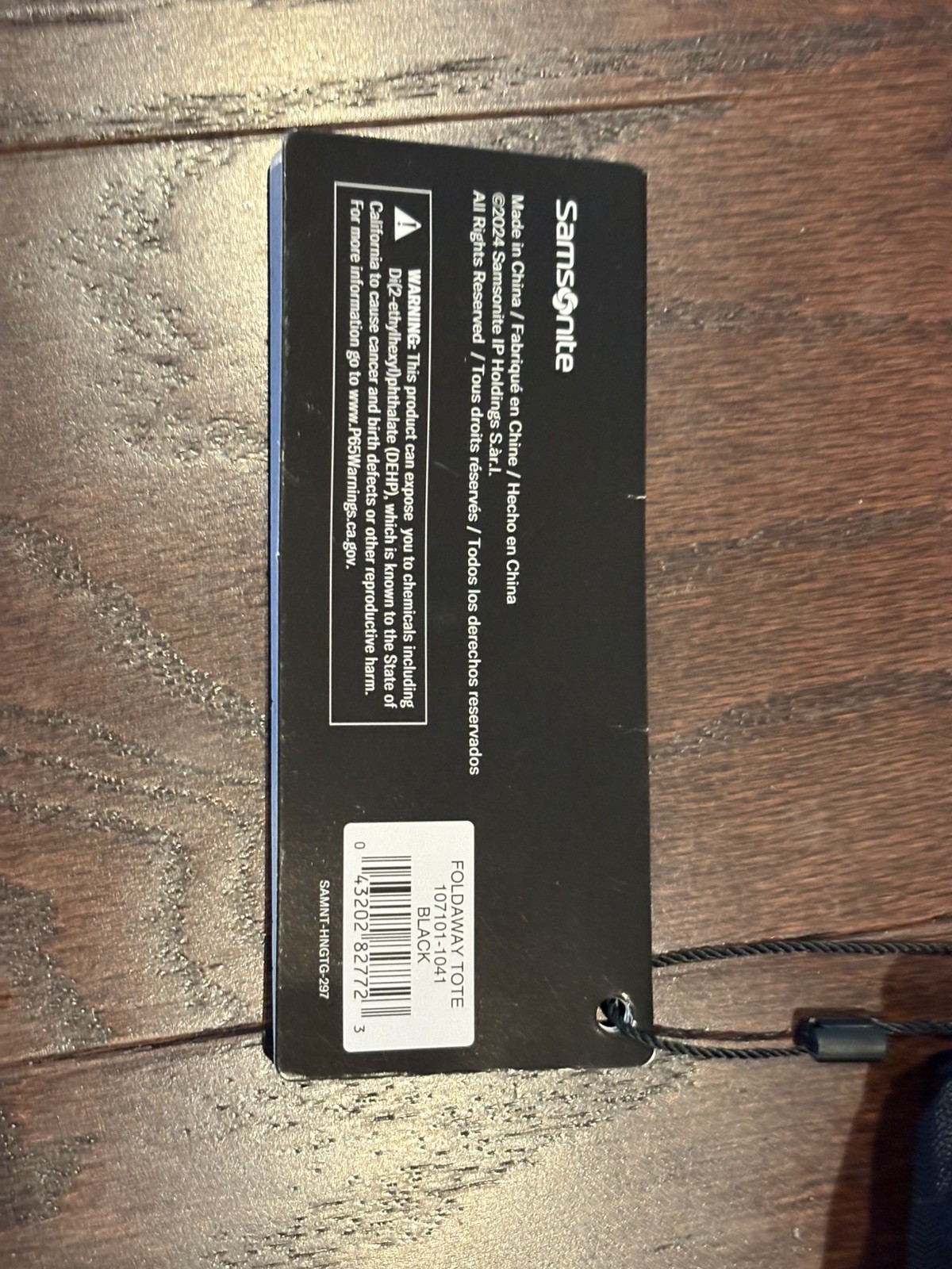 NEW Samsonite Black Foldaway Packable Tote Sling Bag 15.5 x 12.5 x 6 Inches NWT