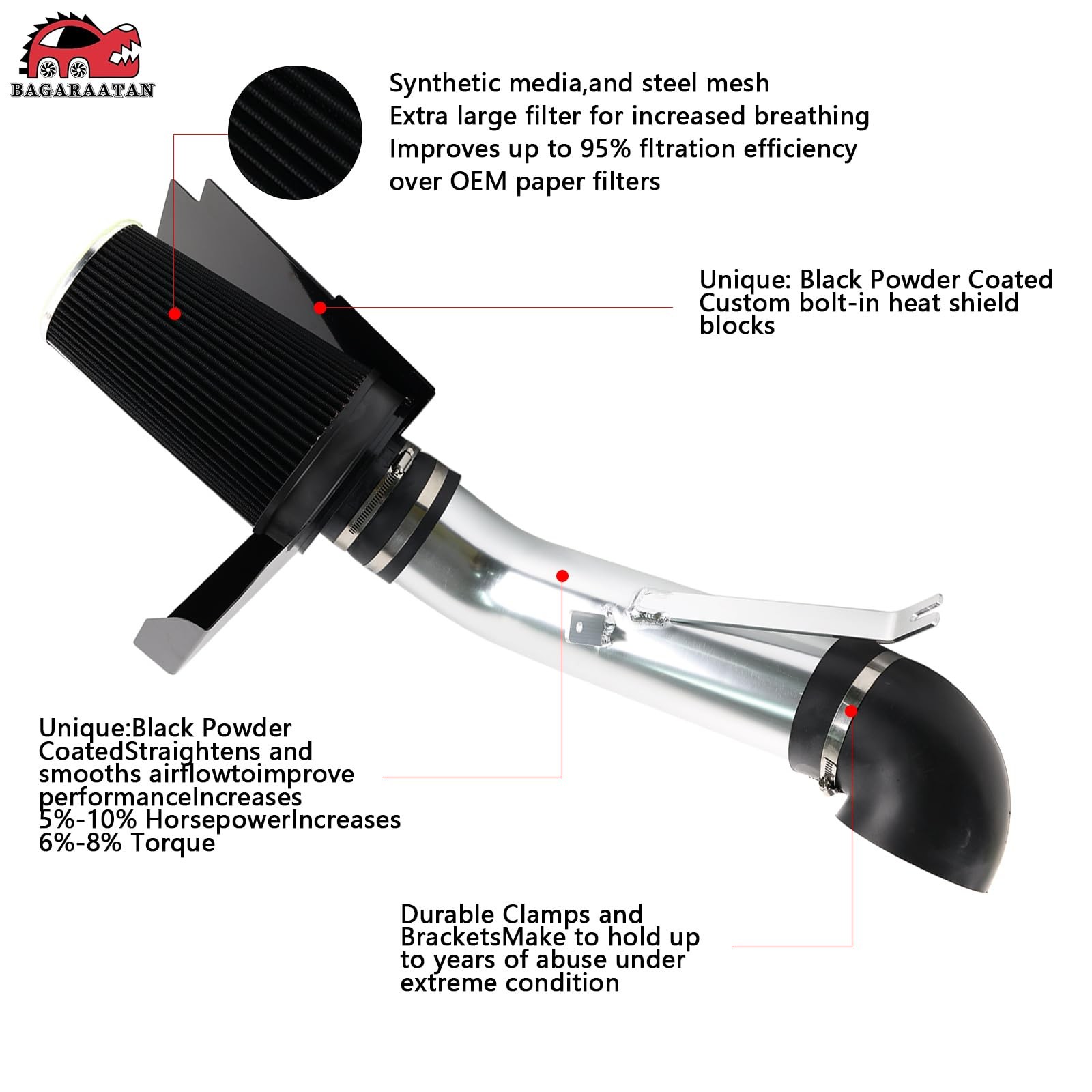BAGARAATAN 4″ Cold Air Intake 99-06 Chevy/GMC/Silverado V8 4.8L 5.3L 6.0L