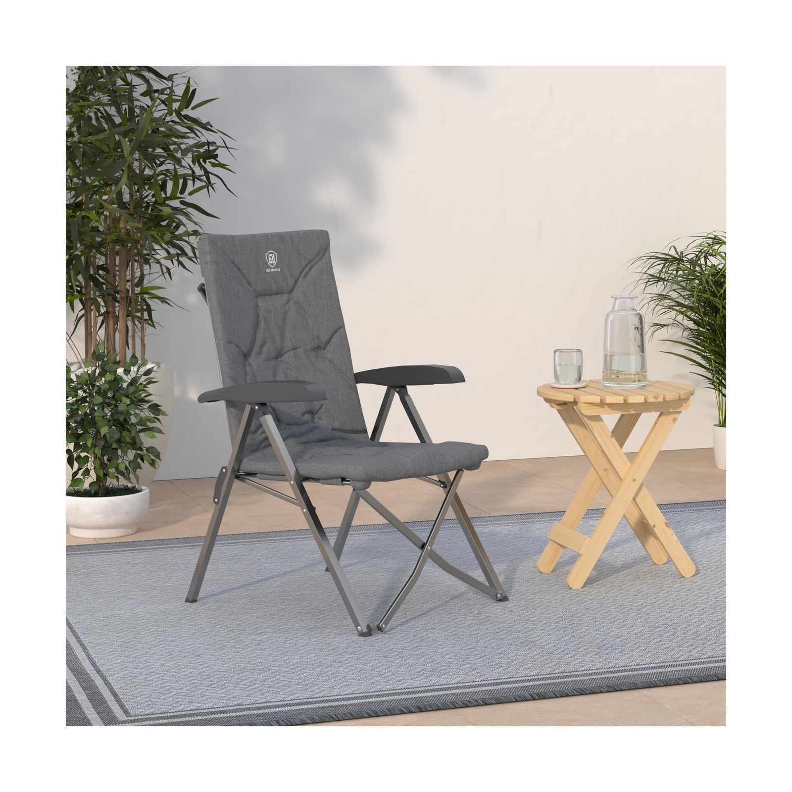 EVER ADVANCED Folding Camping Recliner Chair Fully Padded with Adjustable Hig…