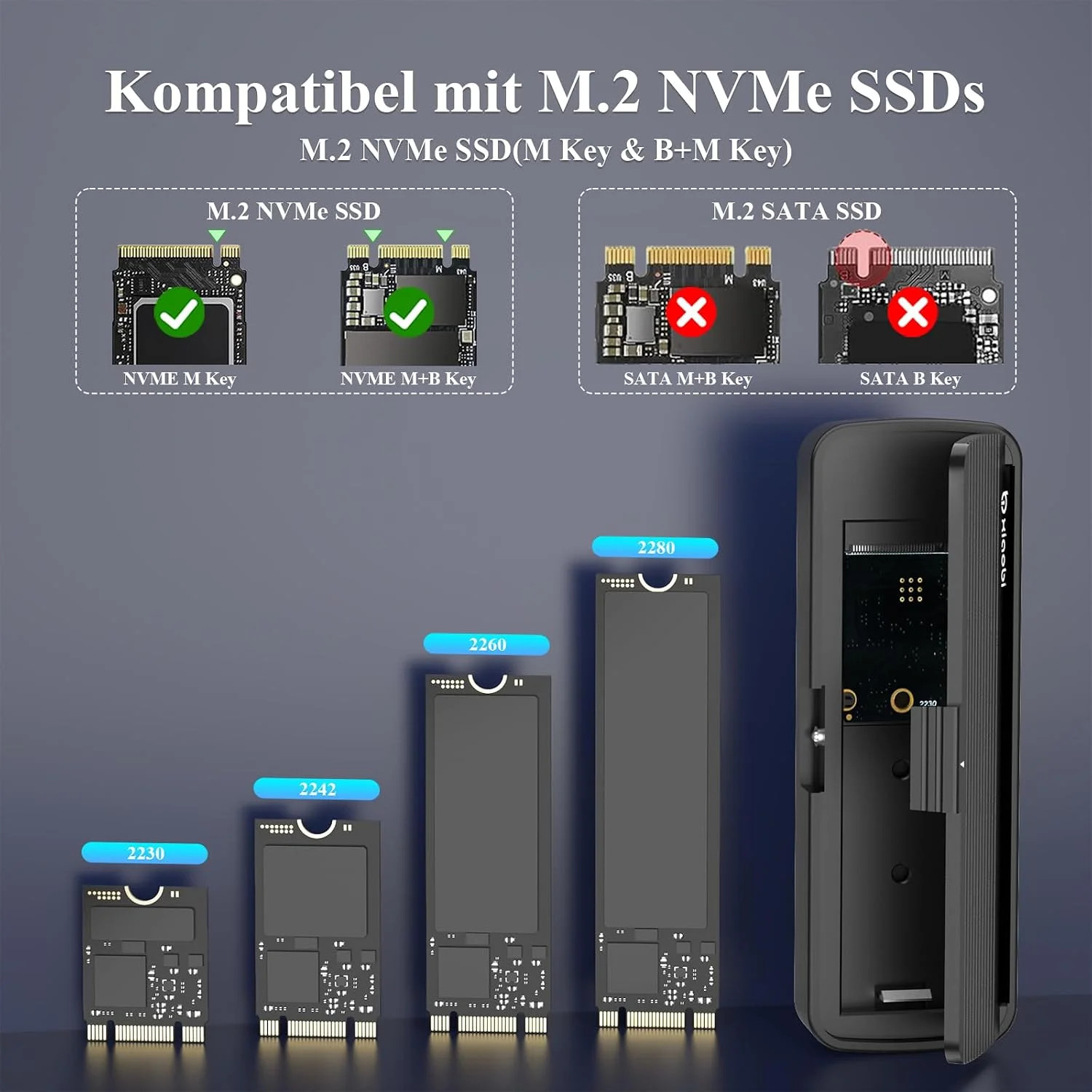 NVMe SSD Enclosure, Tool-Free Installation, Sandwich Style Design | USB 3.2 Gen