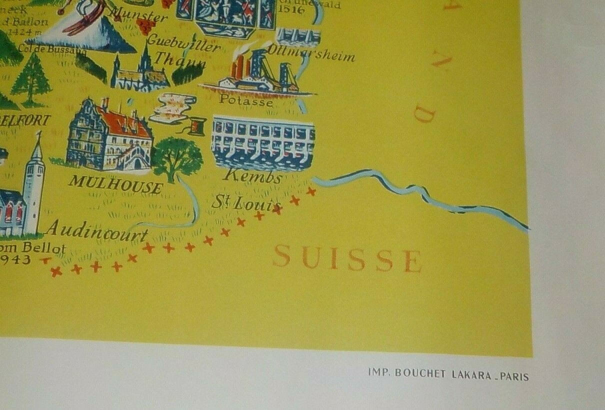 2 Vintage Original Paris France POSTER Aerial View Map 1958 Tourism Travel