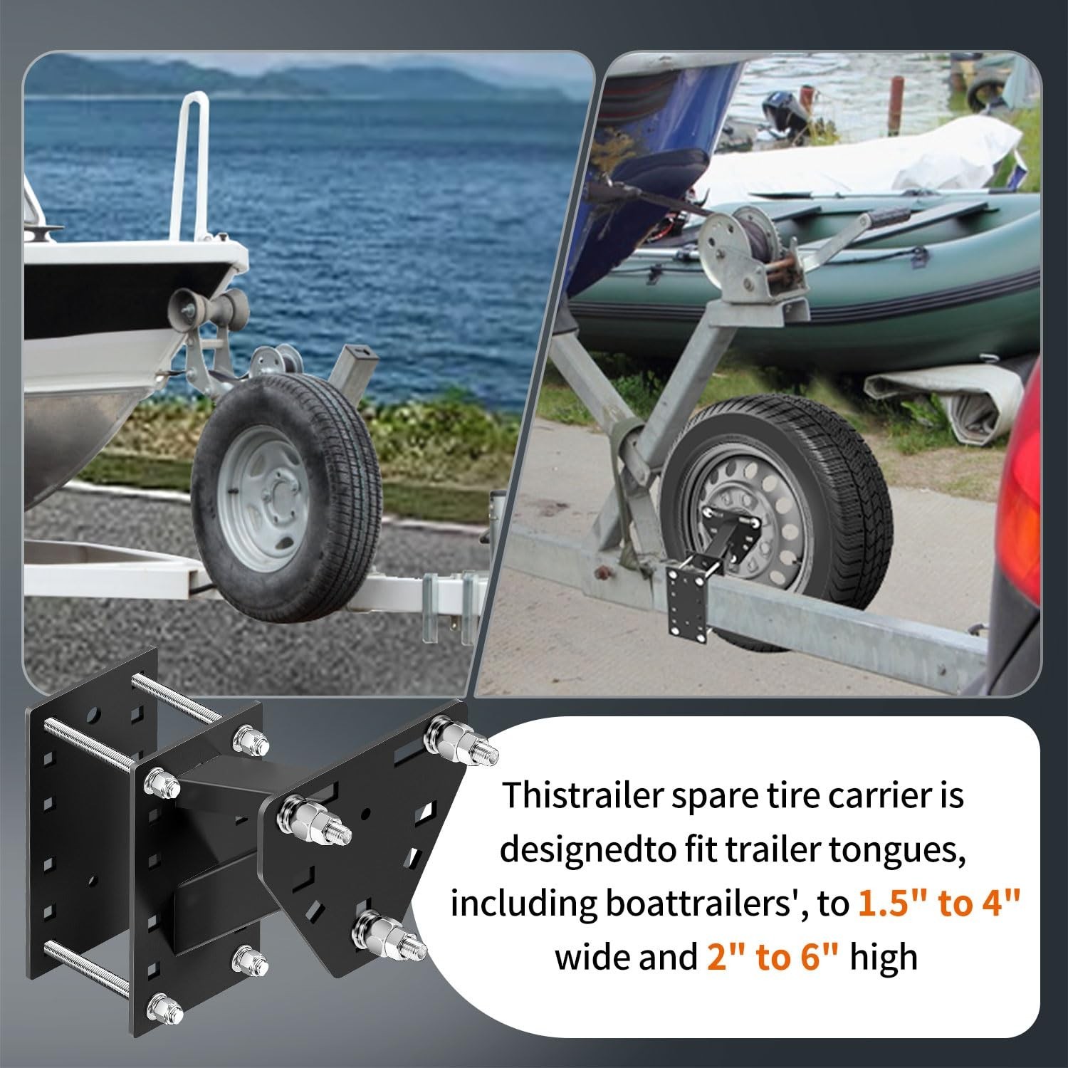 Trailer Spare Tire Mount,3-Nuts Design Spare Tire Mount for Utility Trailer,U…