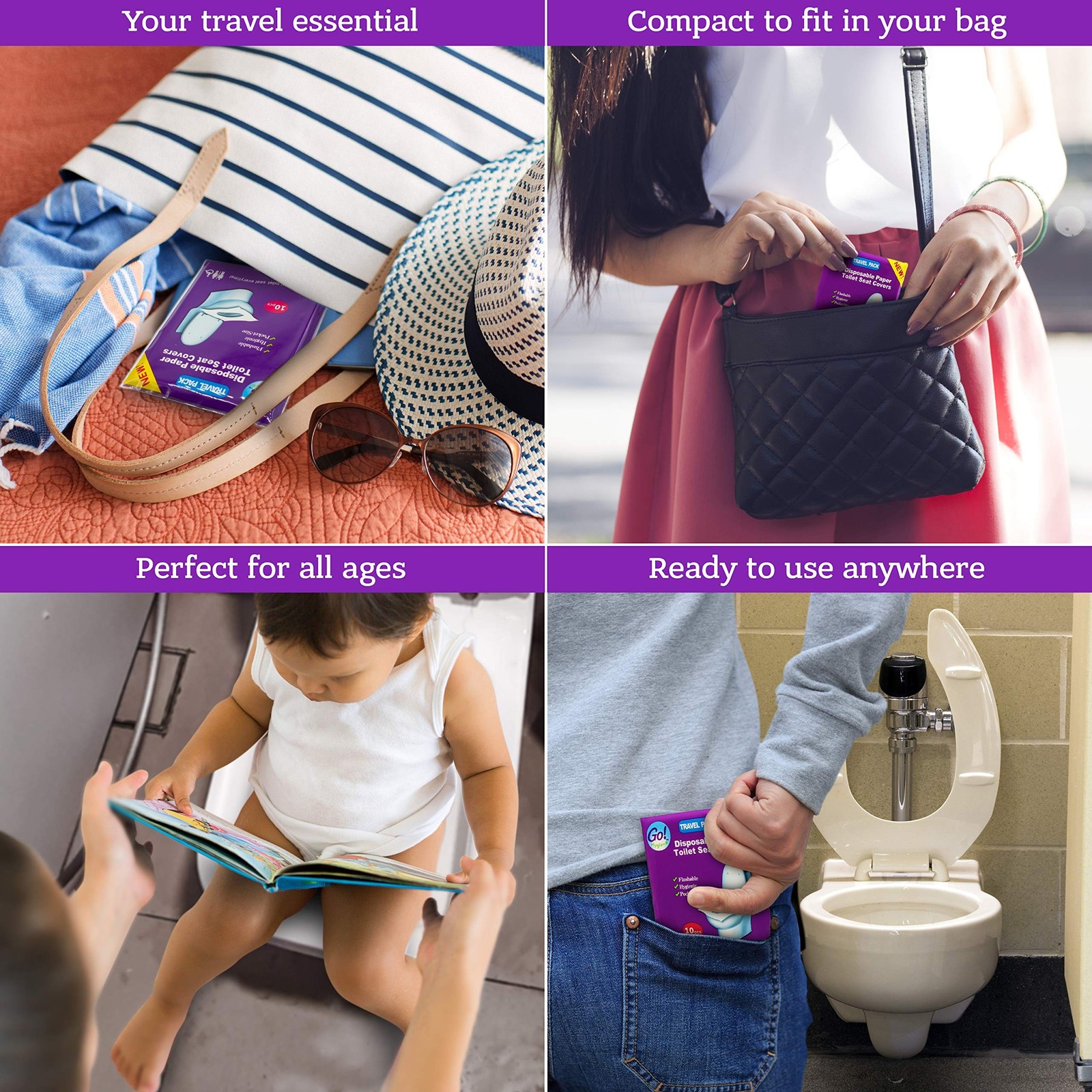 Disposable Paper Toilet Seat Covers 8 Packs (80-Count) + 2 Free Packs (20-Cou…