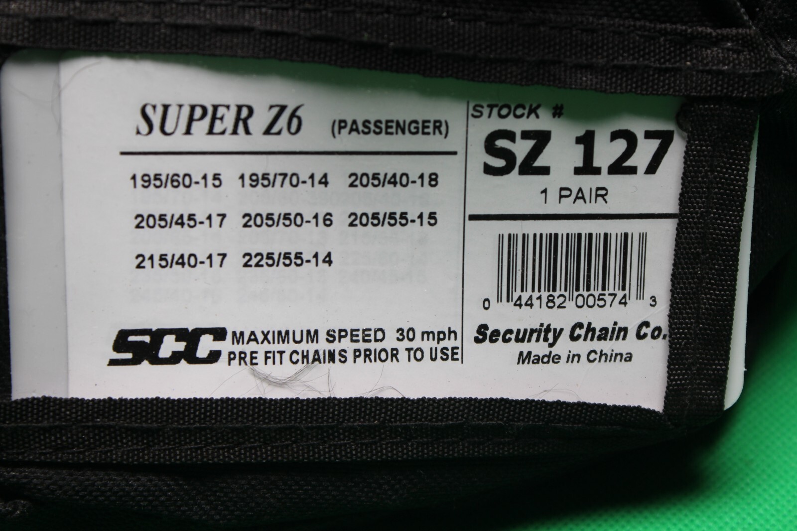 NEW snow Chains SZ 127 Super Z6 Snow/Ice Cable Tire Chains SZ127 Complete