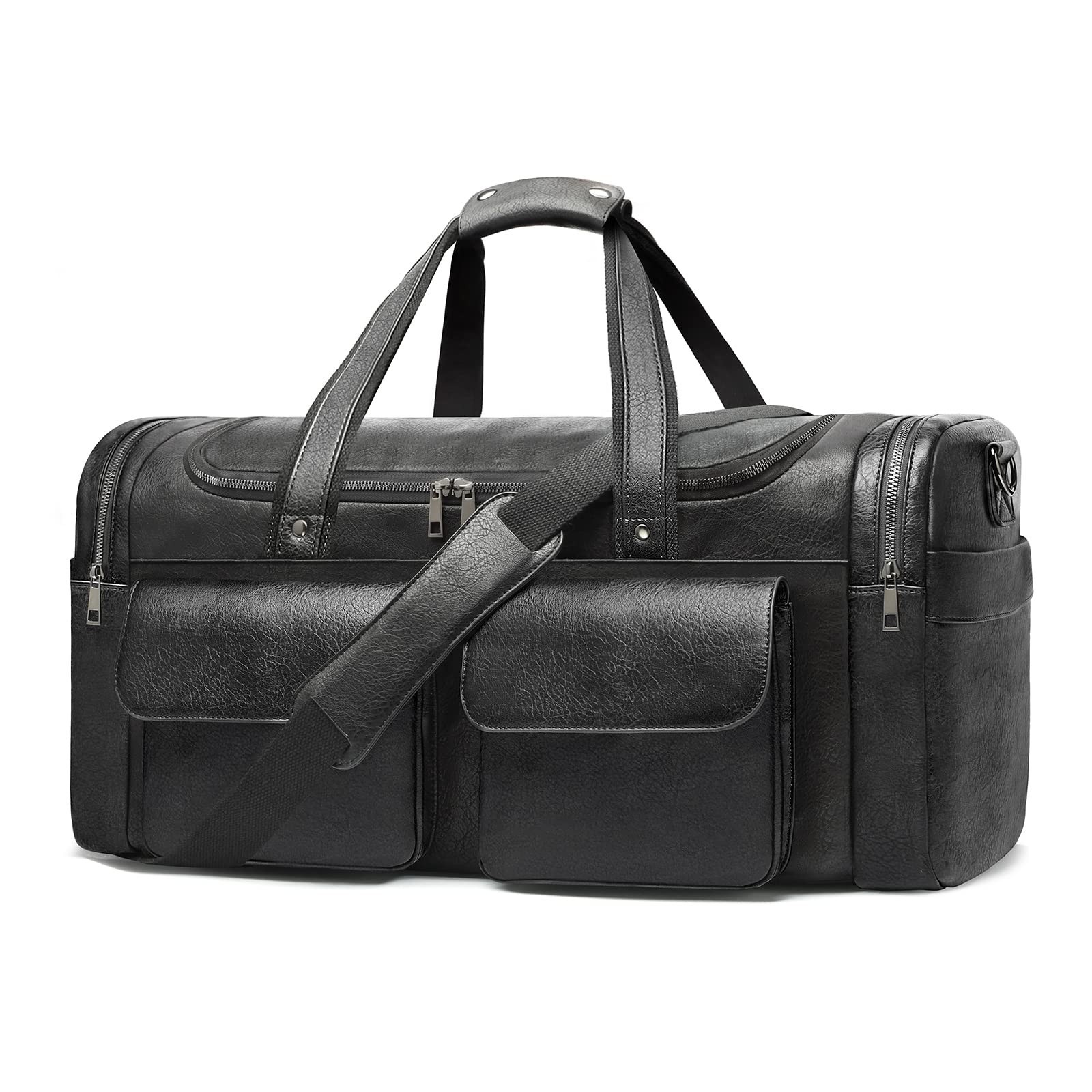 BOLOSTA Travel Duffel Bag for Men Women, Large PU Leather Carry on Duffle Bag…