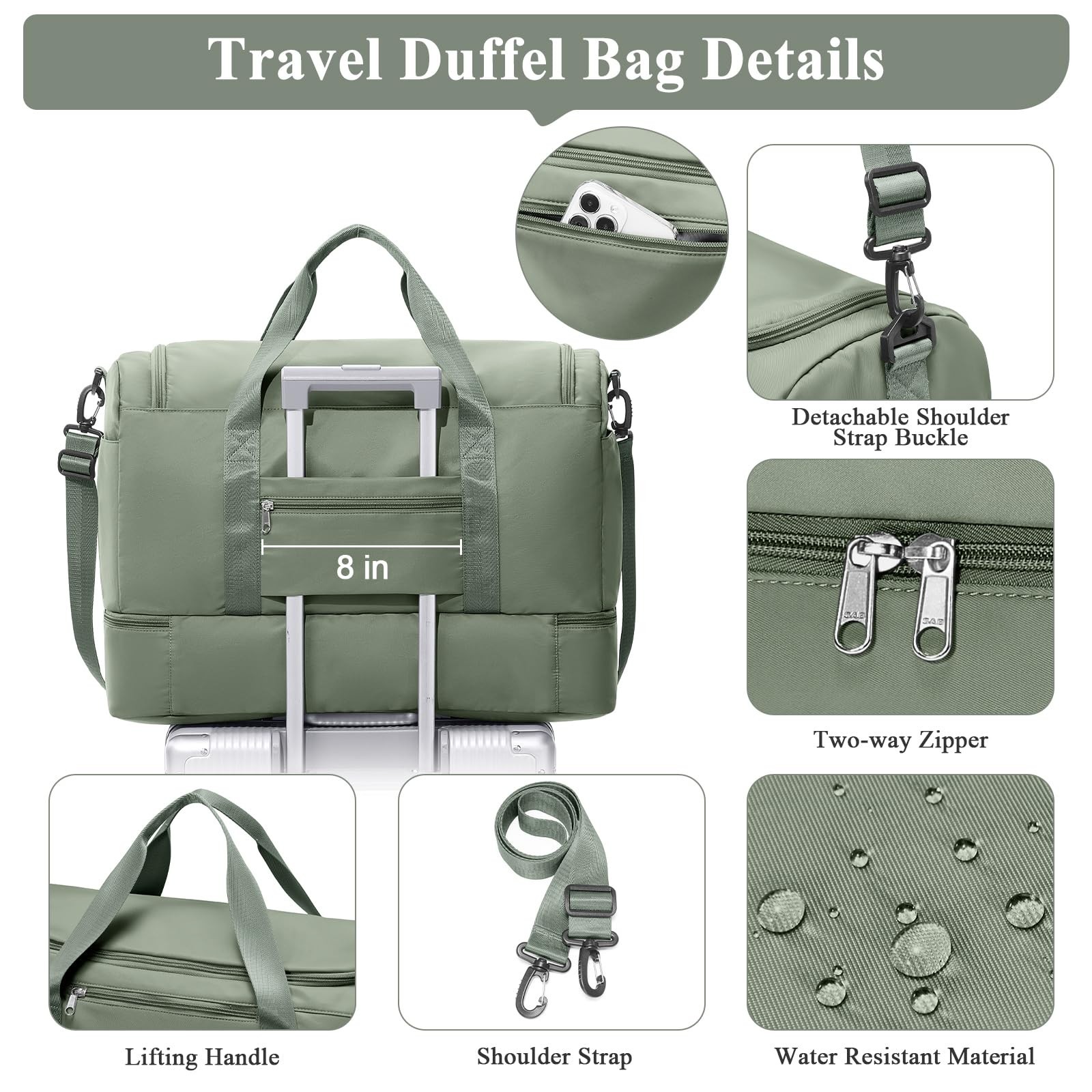 Extra Large Travel Duffle Bag,Carry on Overnight Bag with Shoes Compartment,W…