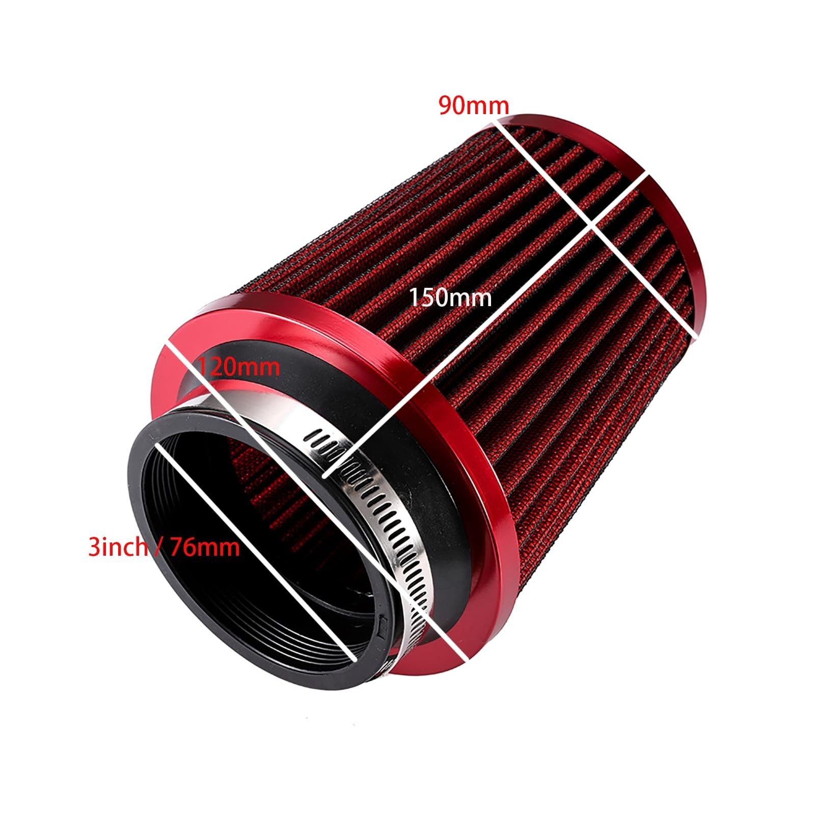3 Inch (76MM) Cold Air Intake Kit Cold Air Intake Filter Cone Air Intake Tube…