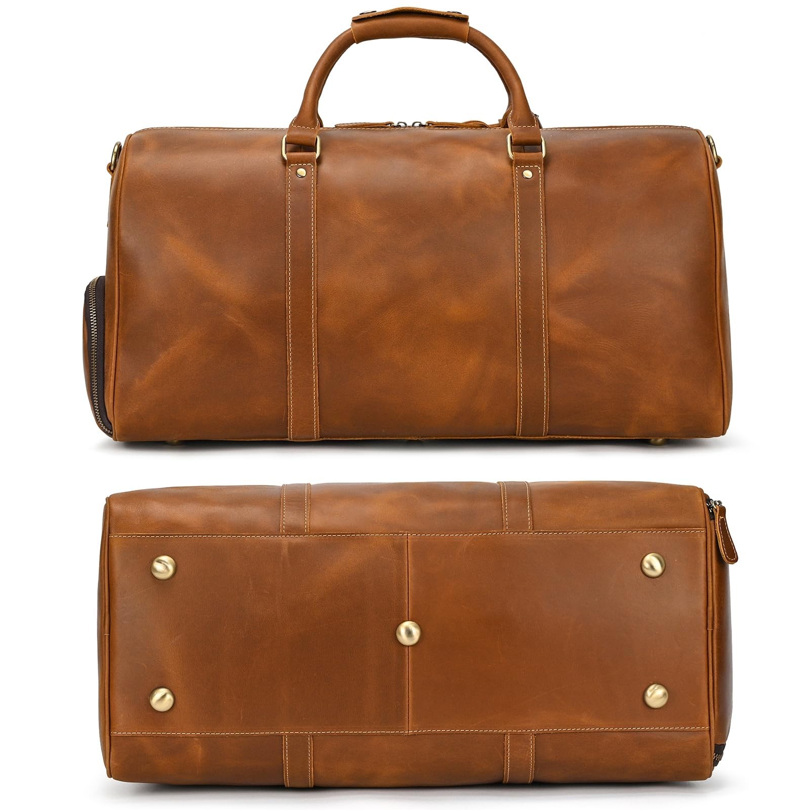 Leather Duffel Bags for Men and Women, 20 Inch Full Grain Leather Travel Over…
