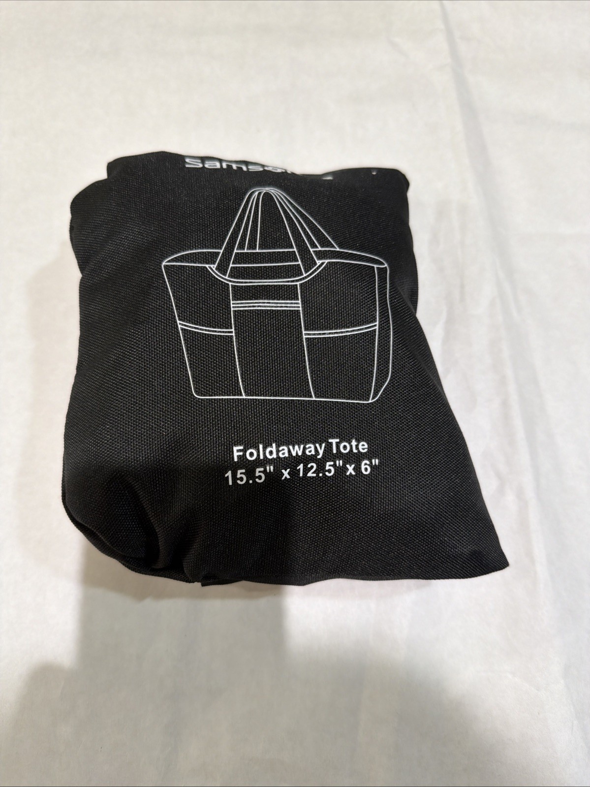 Samsonite Black Foldaway Packable Tote Sling Bag 15.5 x 12.5 x 6″ NWT $30