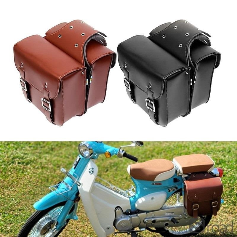 Universal Waterproof Motorcycle Saddlebags, PU Leather With Metal Buckles