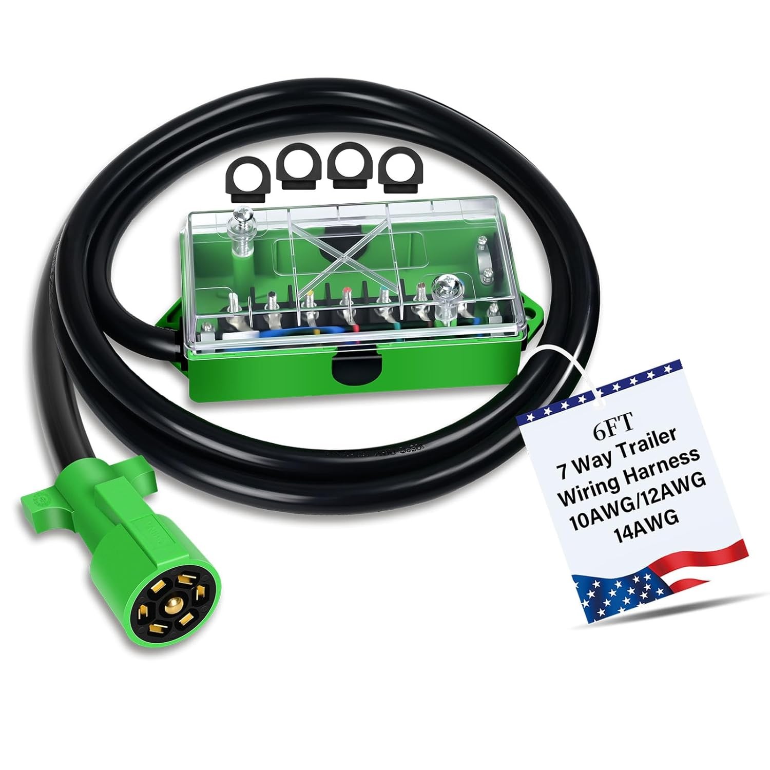 6 FT 7 Pin Trailer Wiring Harness with 7 Gang 7 Pin Trailer Junction Box Pure Co