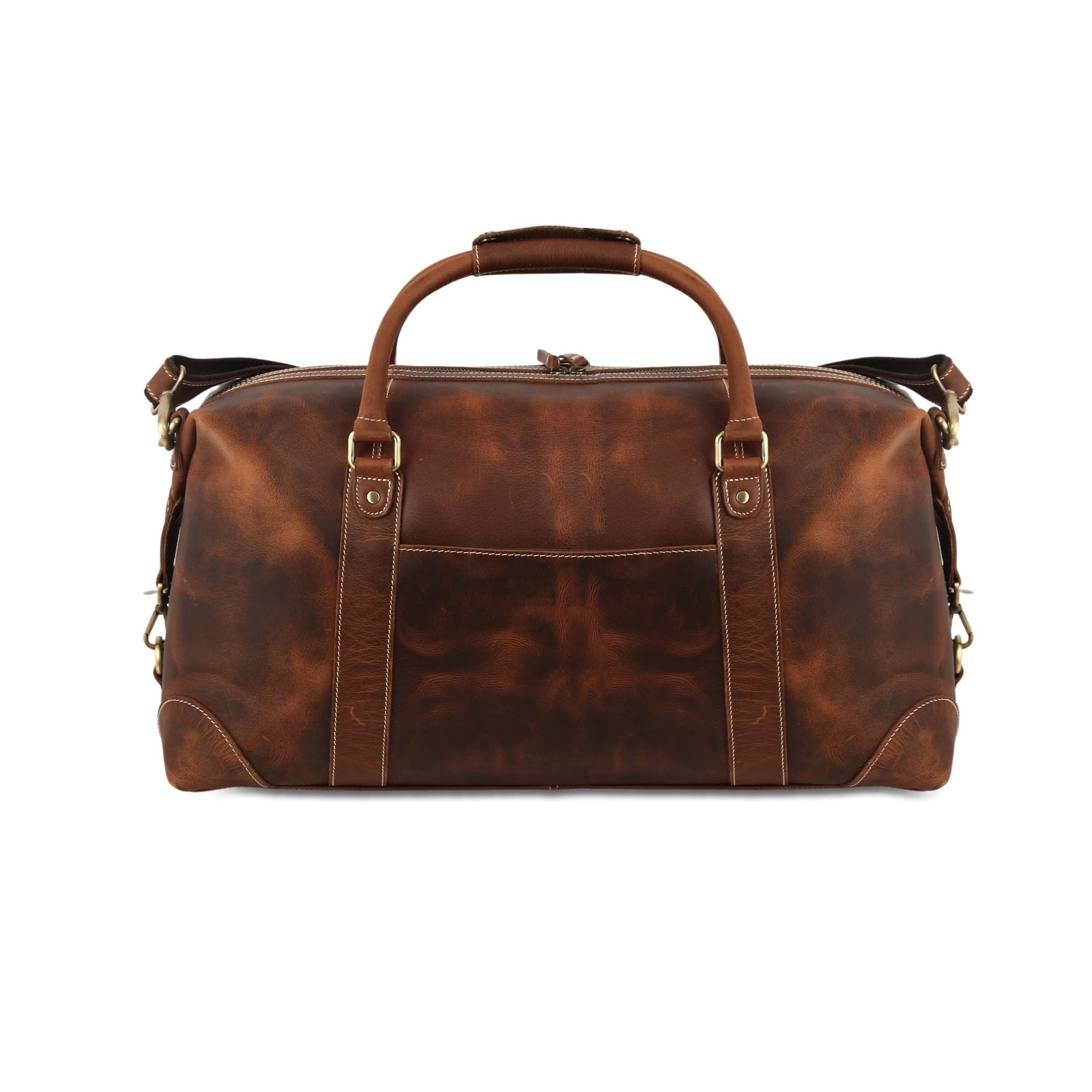 KomalC Leather Duffel Bags for Men and Women Full Grain Leather Travel Overni…