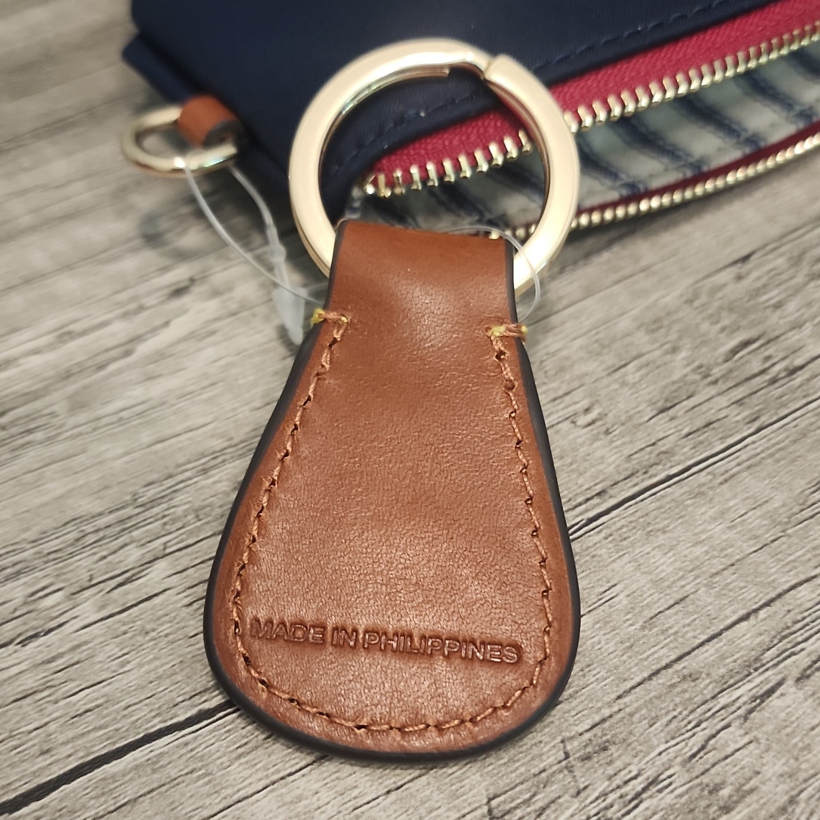 Dooney & Bourke Striped Zip Keychain Pouch Keyring, Blue/Brown Women