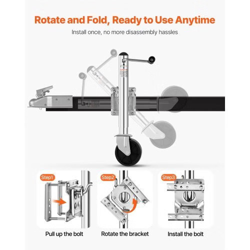 Trailer Jack with Wheel, 2000 lbs Load Capacity, Heavy Duty Swivel Boat Trailer