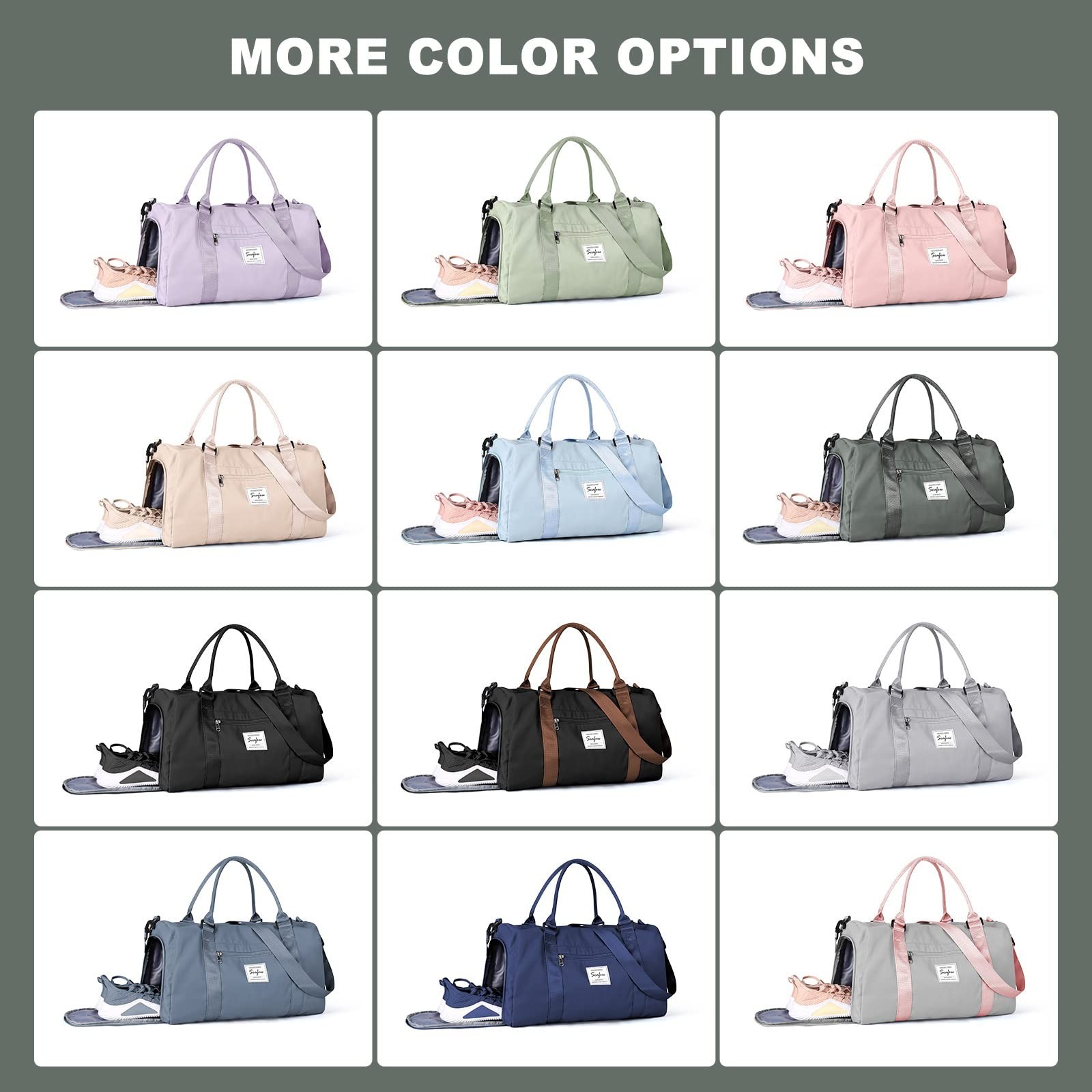 Weekender Gym Duffel Bags for Women Olive Green with Toiletry Bag
