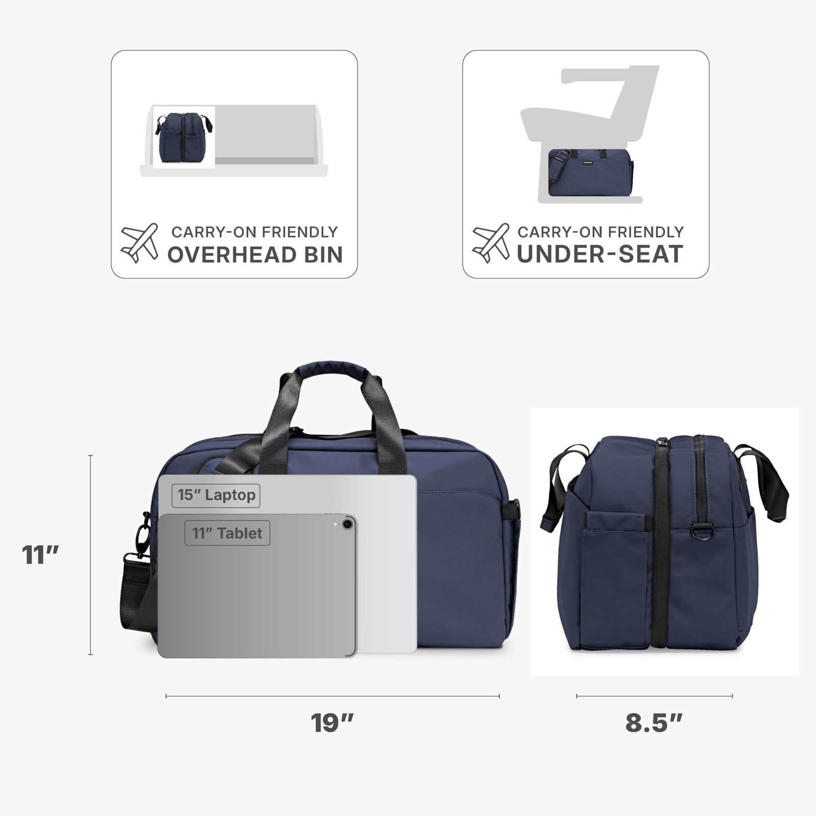 Traveler’s Choice Wanderbout 27L Duffel Bag for Travel Navy