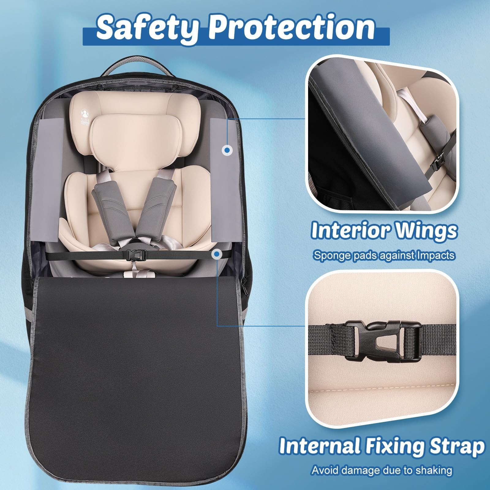 Padded Car Seat Travel Bag For Airplane: Backpack Car Seat Cover for Air Trav…