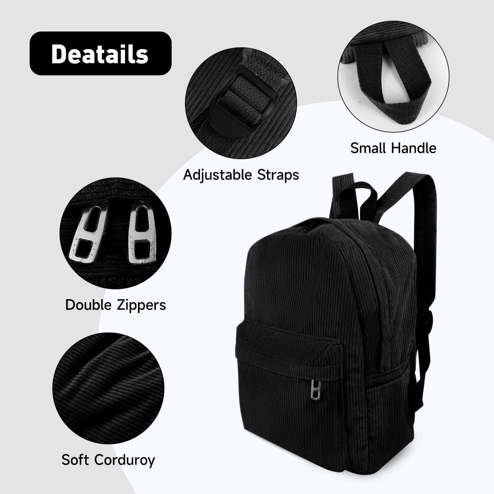 Energather Corduroy Backpack, Travel Backpack for Women and Men, Large Capaci…