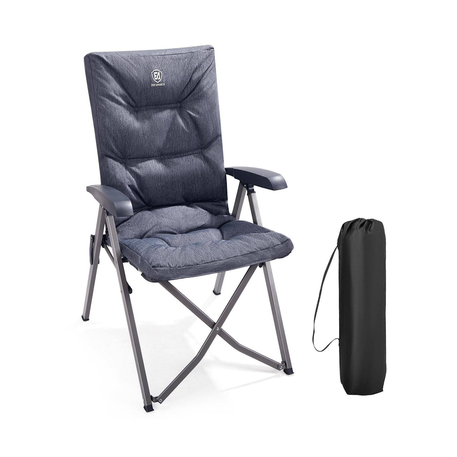 EVER ADVANCED Folding Camping Recliner Chair Fully Padded with Adjustable Hig…