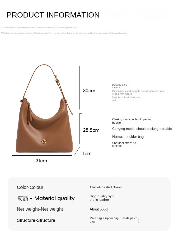large capacity tote bag simple commuter hand hobo bag crossbody bag