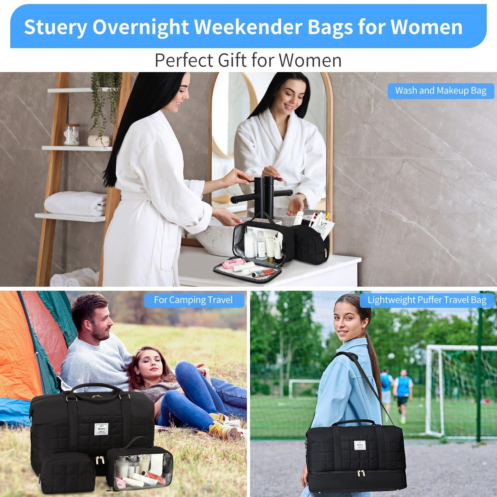 Puffer Weekender Bags for Women: Large Overnight Bags Travel Duffel Bag Carry…