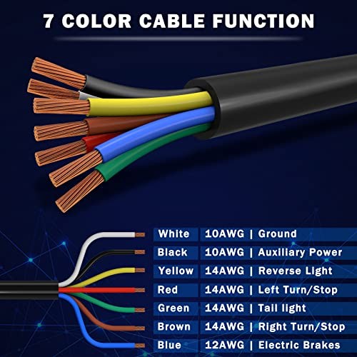 7 Pin Trailer Cord 8ft Heavy Duty Wiring