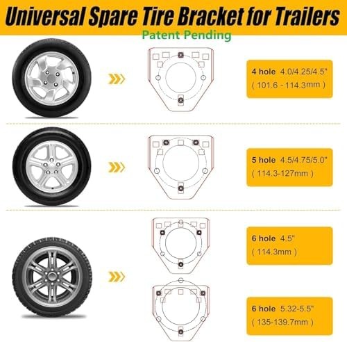 Trailer Spare Tire Mount,RV Spare Tire Carrier,Boat Trailer Spare Tire Mount,…