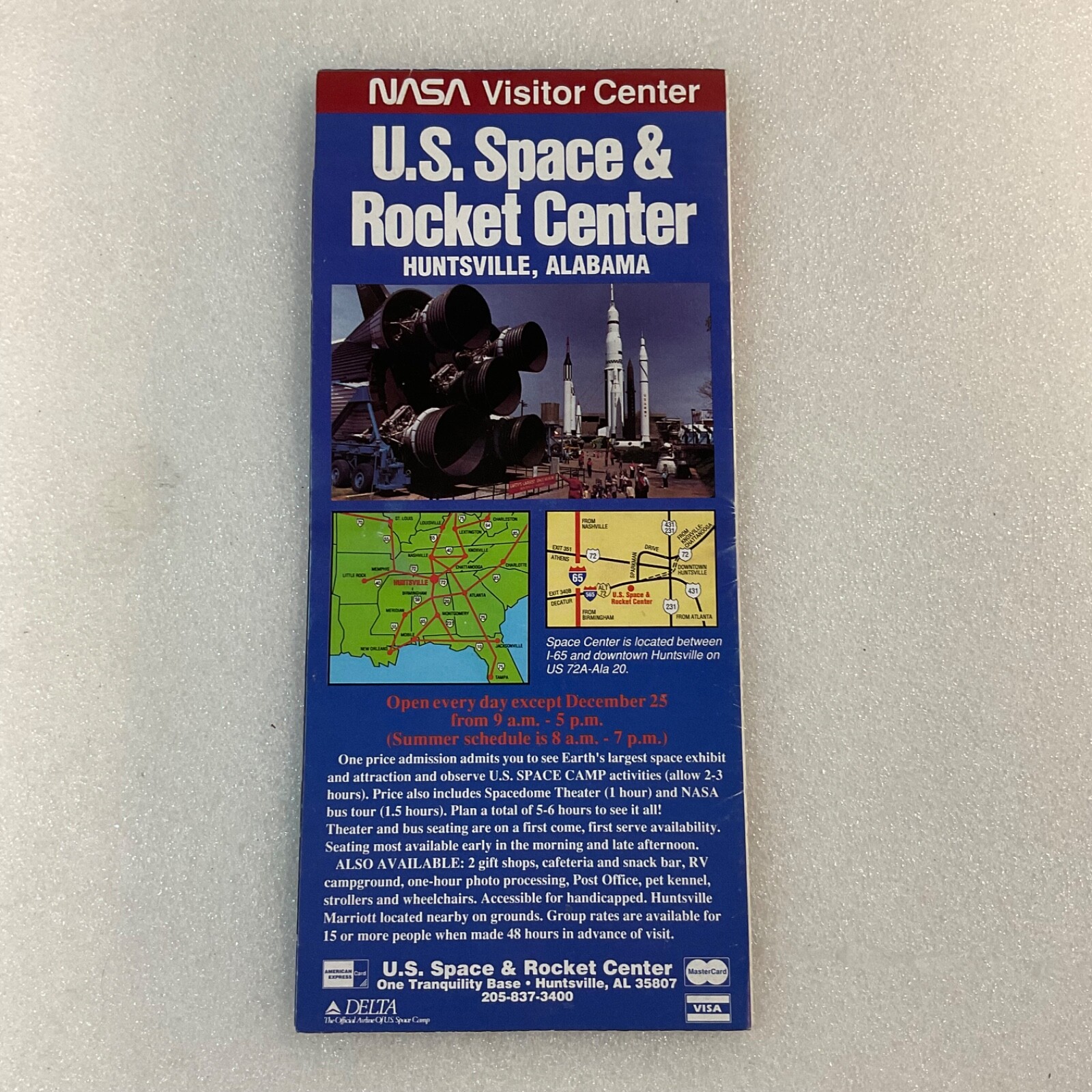 US SPACE & ROCKET CENTER 1991 PAPER INFORMATIONAL PAPER FOLD OUT PAPER EPHEMERA