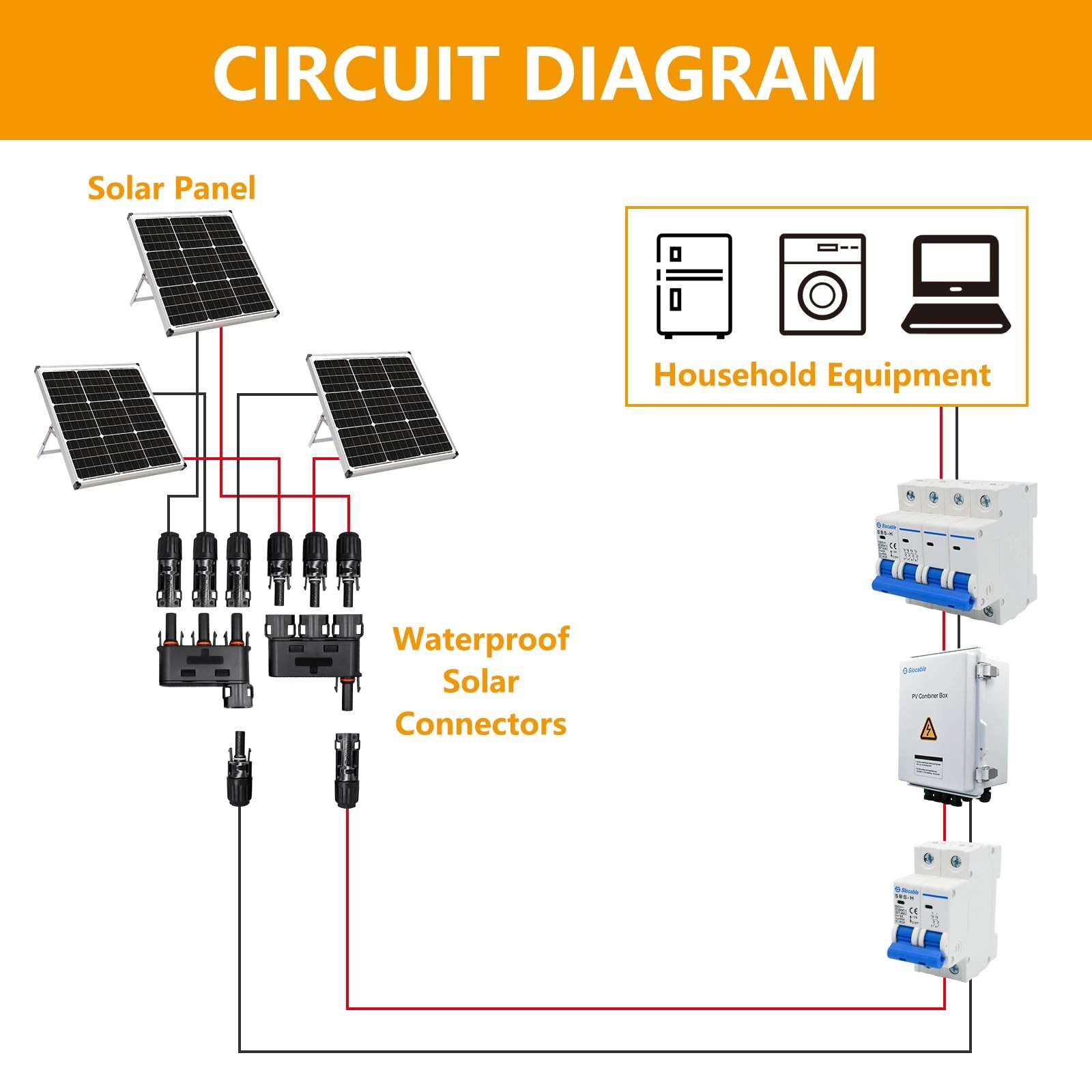 Solar Branch Connector, IP68 Waterproof 1500V 50A Solid Copper Terminal,FMMM+…