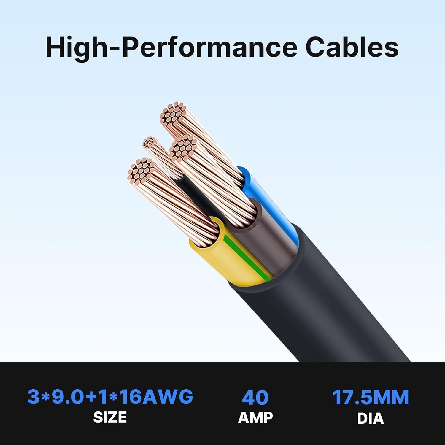 40Amp 20ft EV Charger Extension Cable Electric Vehicle