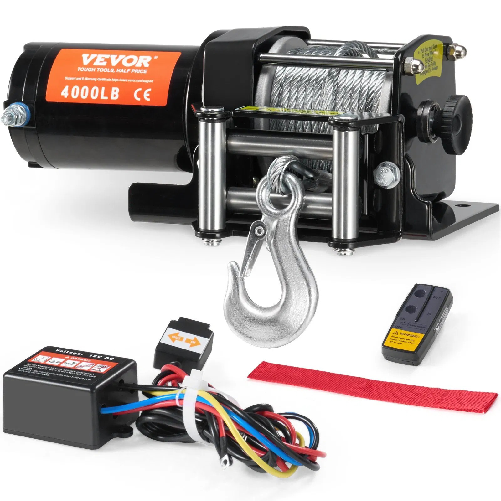 Electric Winch, 4000 lb Line Pull Capacity, 12V DC ATV/UTV Winch with ?&brvbar;3