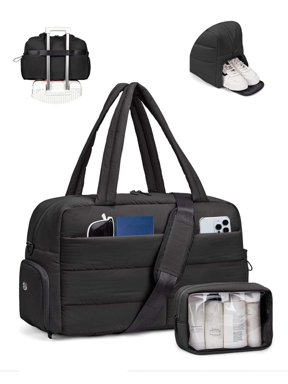 Gitus Carry On Duffle Gym Bag for Women Puffer Weekender Overnight Duffel Bag…