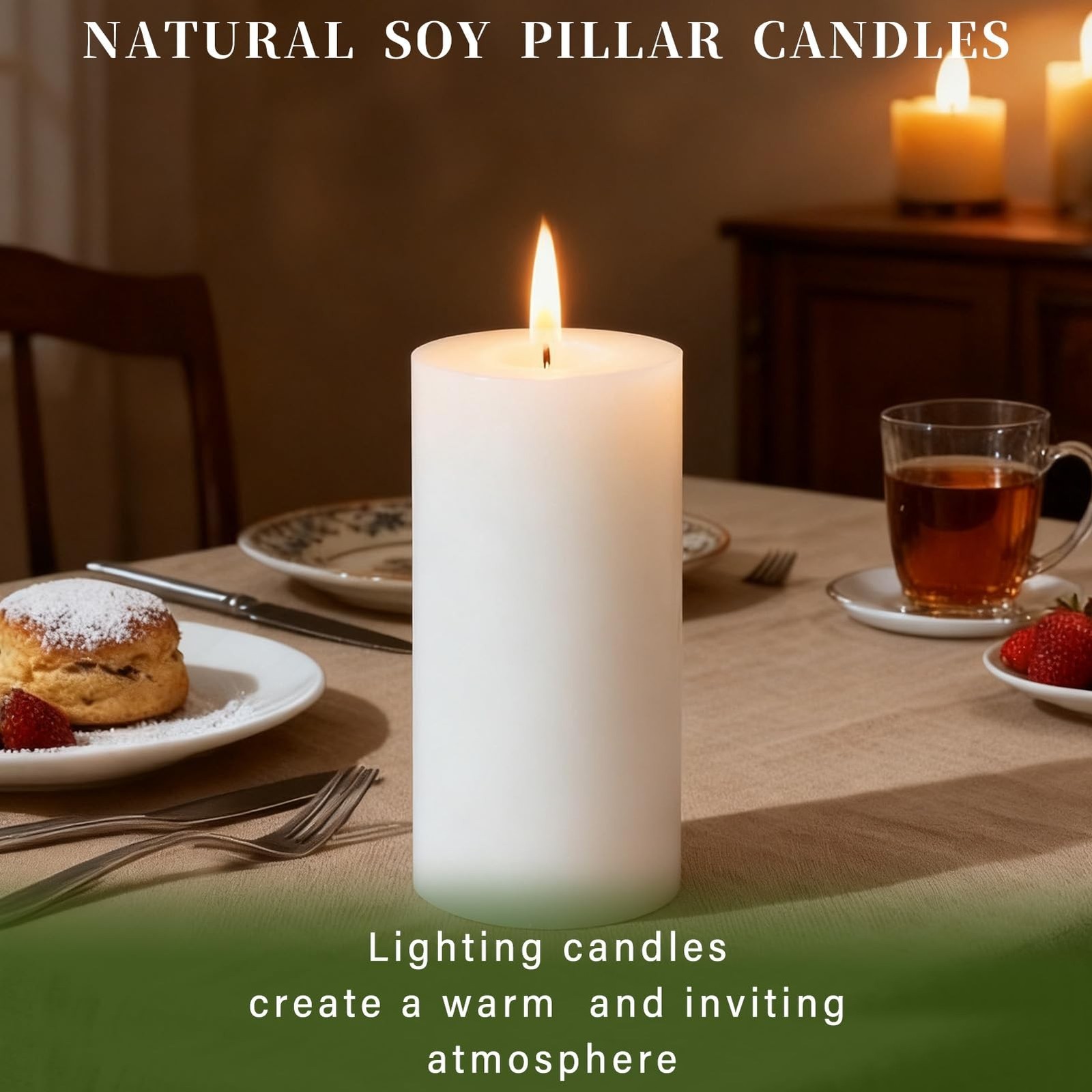 2.8×6 Inch Soy White Pillar Candles 255 Hours Long Burning Natural Unscented …