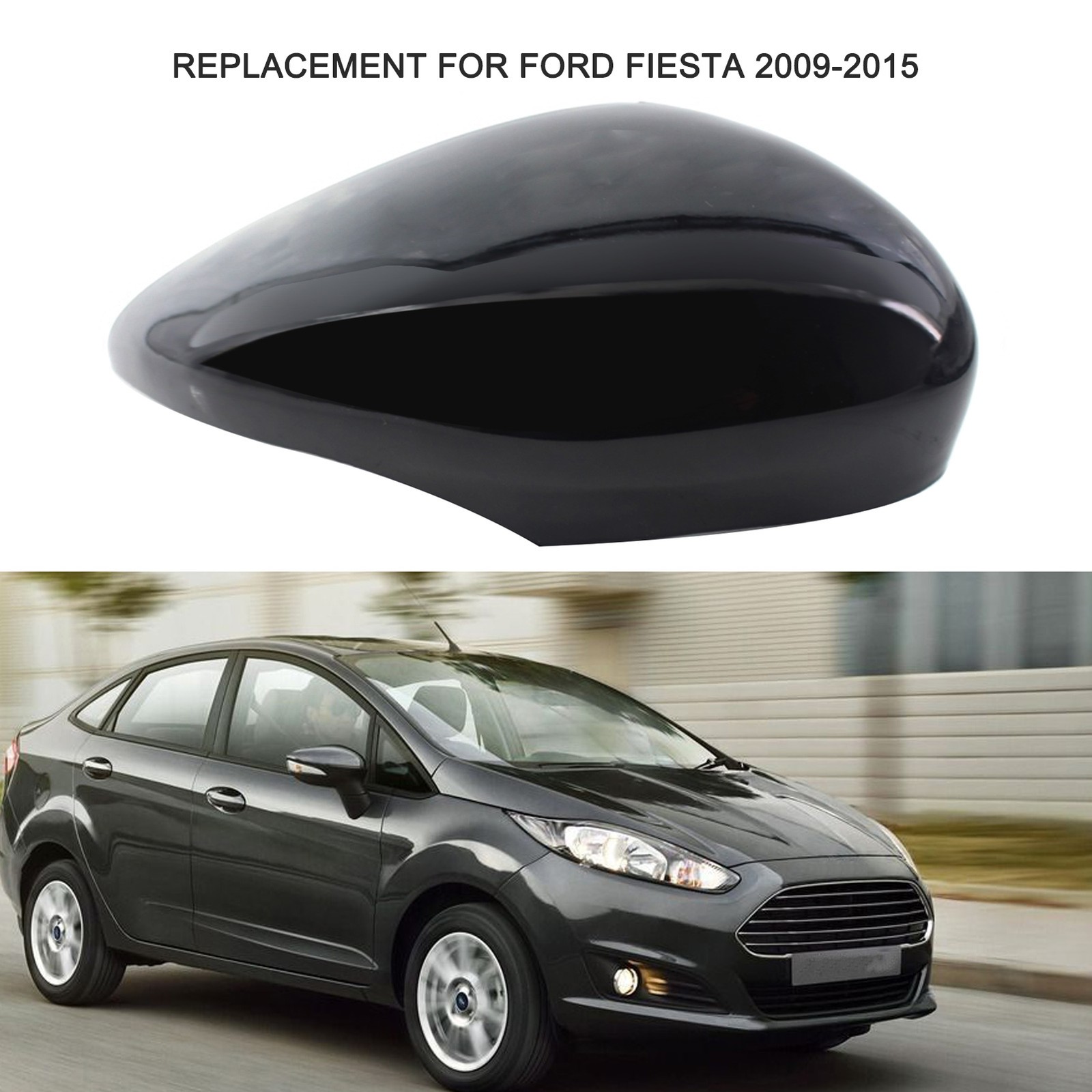 Gloss Black Wing Mirror Cover Cap Painted Replacement For 2009-2015