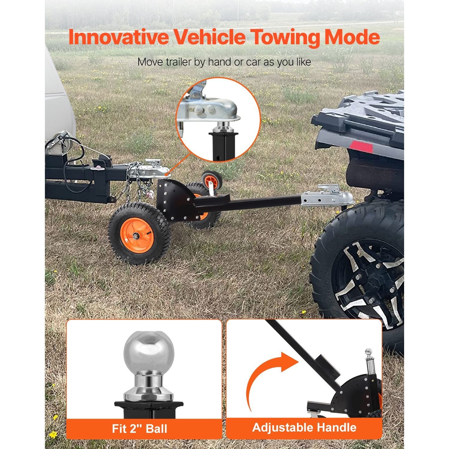 Heavy-Duty Trailer Dolly, 1500lbs Tongue Weight Capacity, 2 in 1 Trailer Mover w