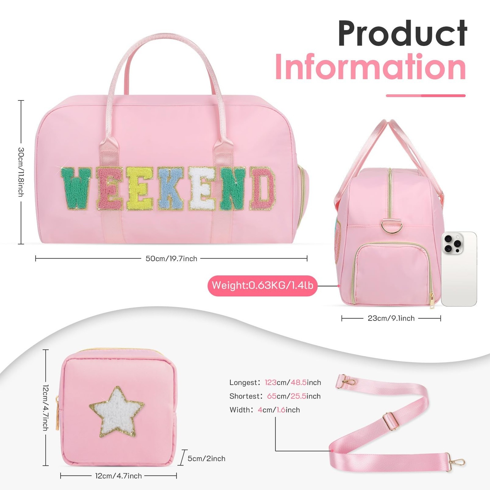 2 Pcs Weekend Duffel Bag with Shoes Compartment Cosmatic Bag for Travel Vacat…