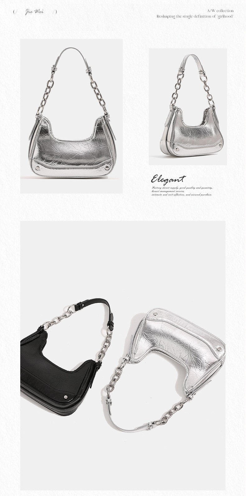 new trendy shiny crossbody women’s bag niche high-end versatile shoulder bag