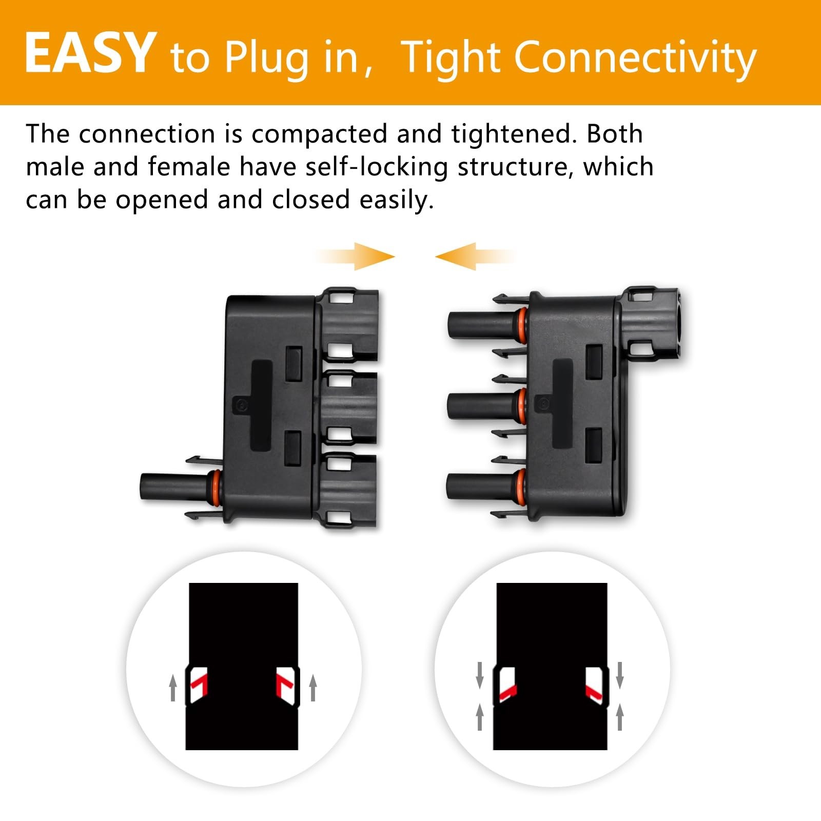 Solar Branch Connector, IP68 Waterproof 1500V 50A Solid Copper Terminal,FMMM+…