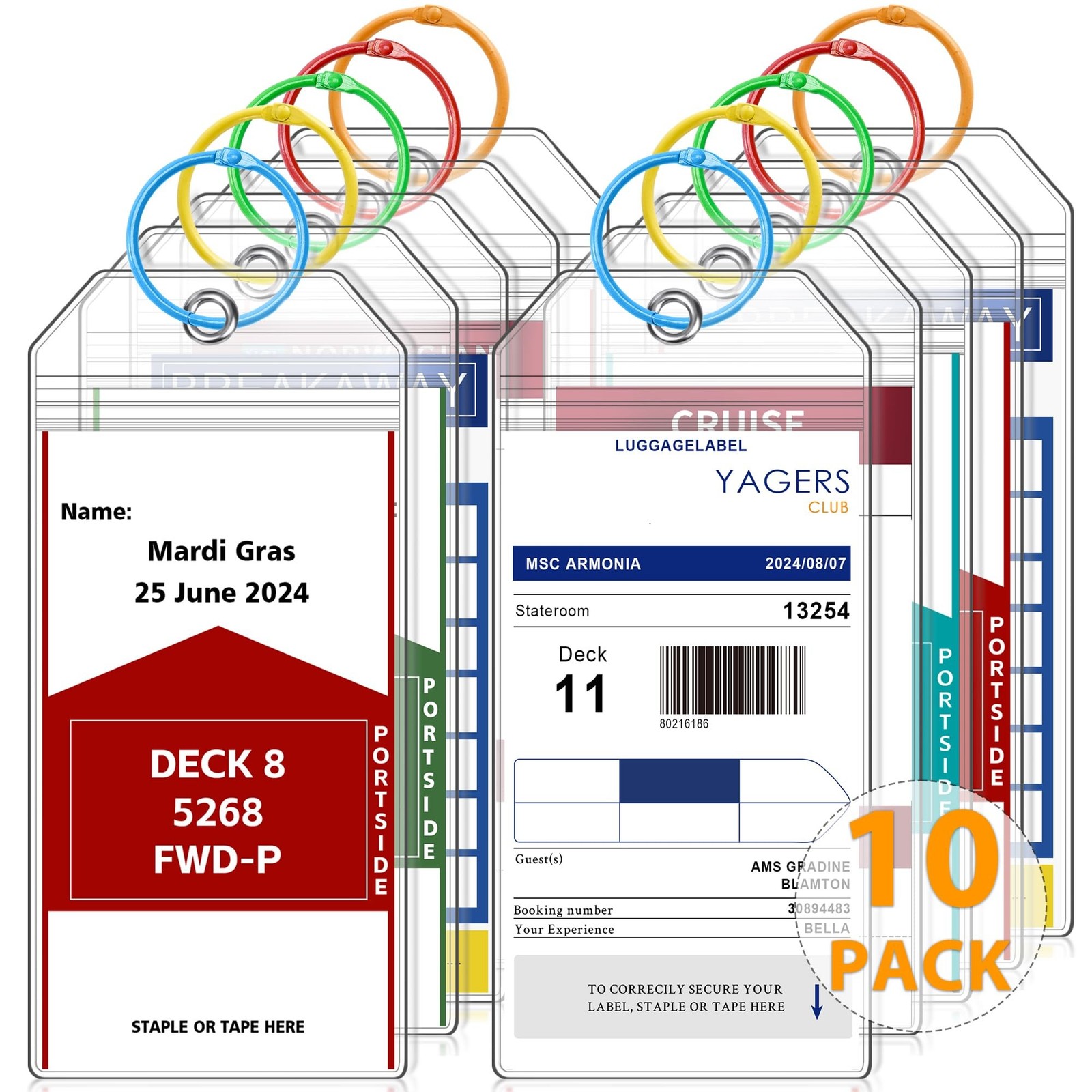 CASMONAL 10 Pack Large Size Cruise Luggage Tag Holders – Waterproof &Reusable…