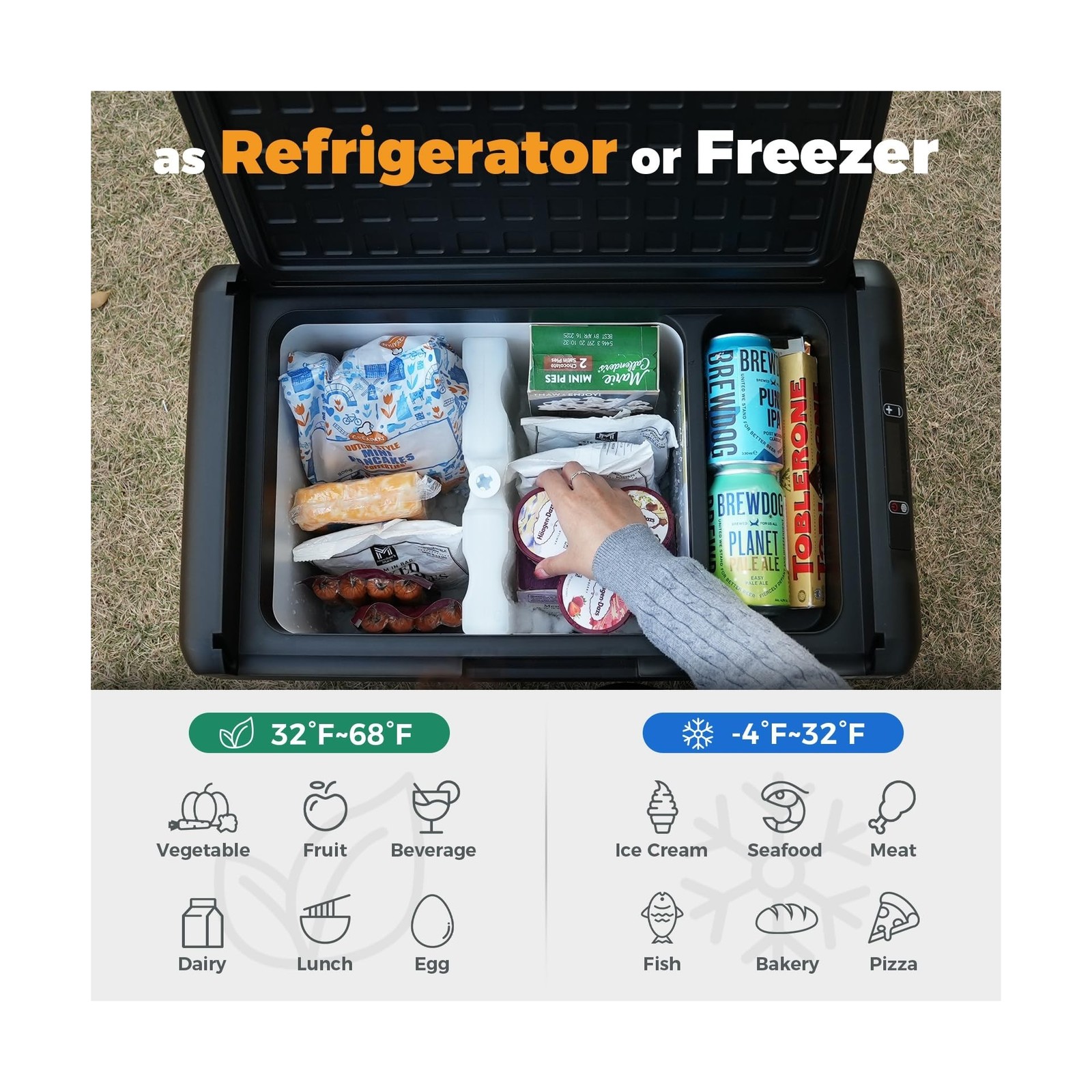 Setpower 12V Refrigerator 21 Quart Portable Freezer 50 Hours Keep Cool,Electr…
