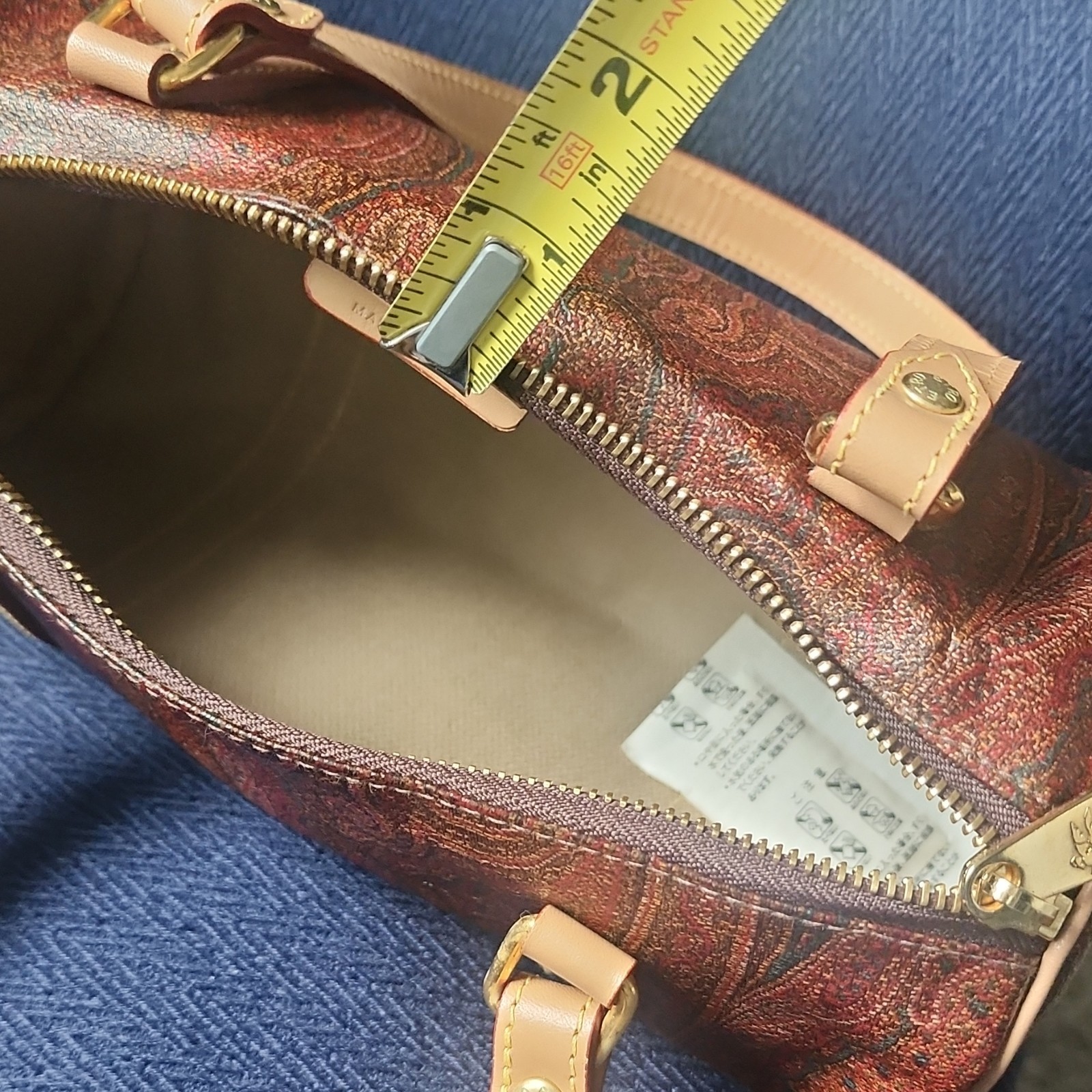 ETRO Brown Paisley Women’s Cylinder Satchel Top Handle Bag with 2 Wallet