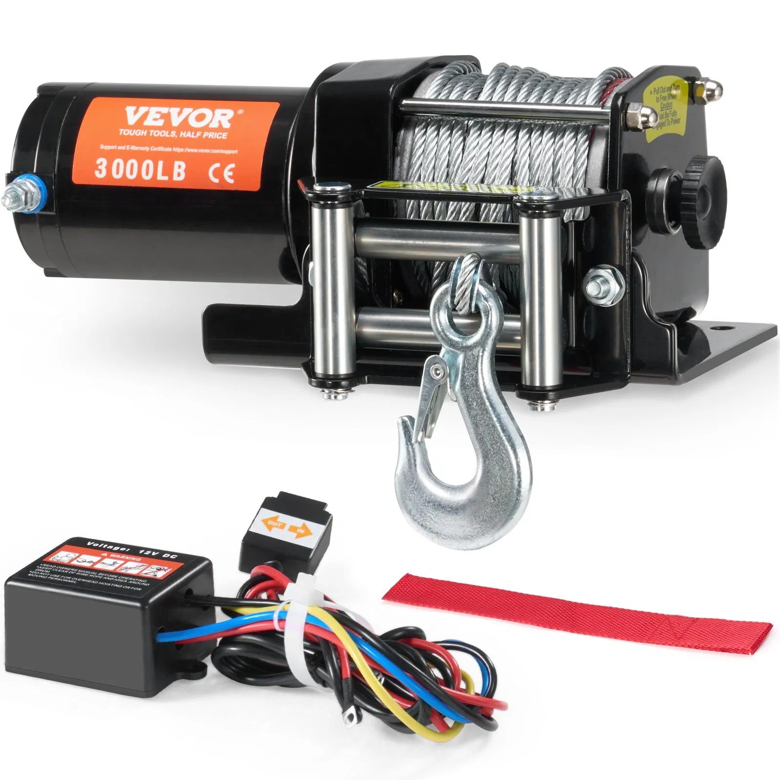 Electric Winch, 3000 lb Line Pull Capacity, 12V DC ATV/UTV Winch with ?&brvbar;3