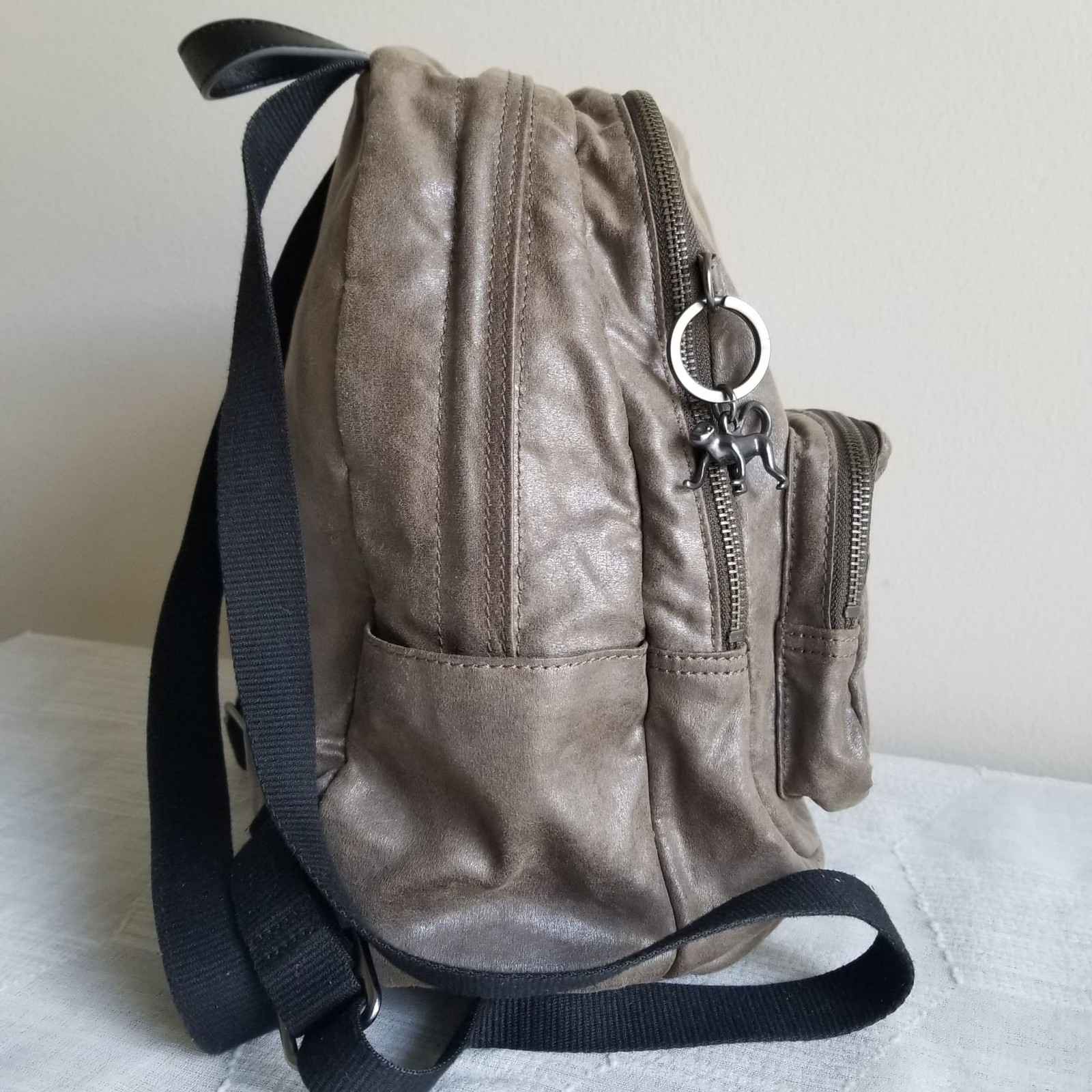 Kipling Tabbie KC Mini Leather Backpack Metal Taupe