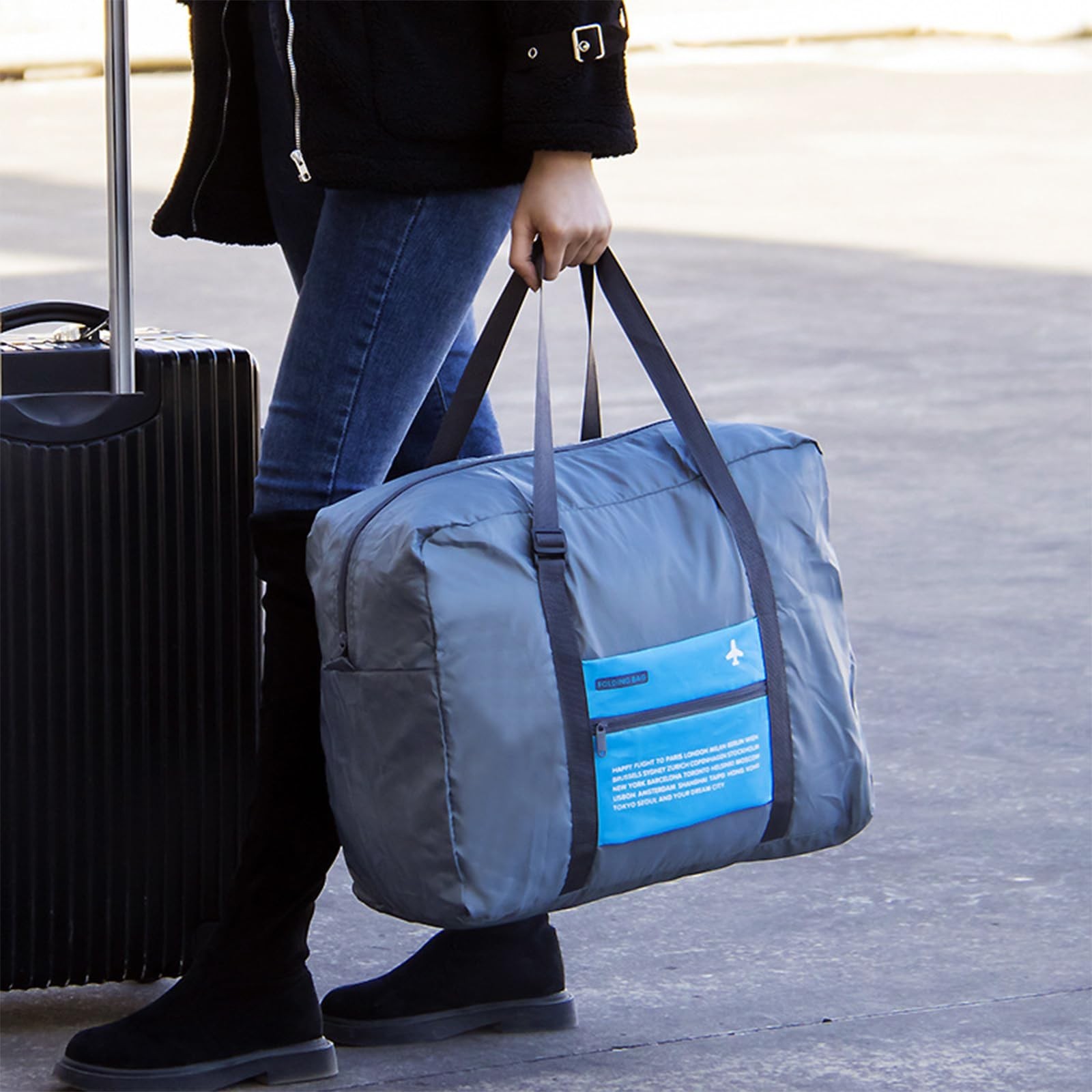Foldable Travel Duffel Bag Sports Gym Tote Water Resistant Carry on Luggage b…