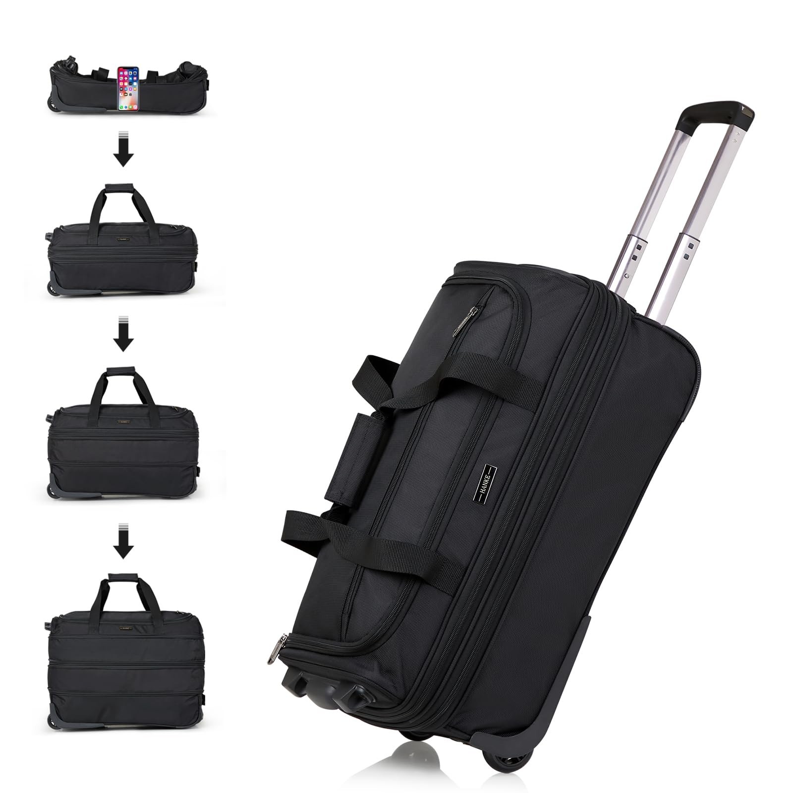 Hanke Expandable Carry On Luggage Suitcases with Wheels Foldable Duffle Bag f…