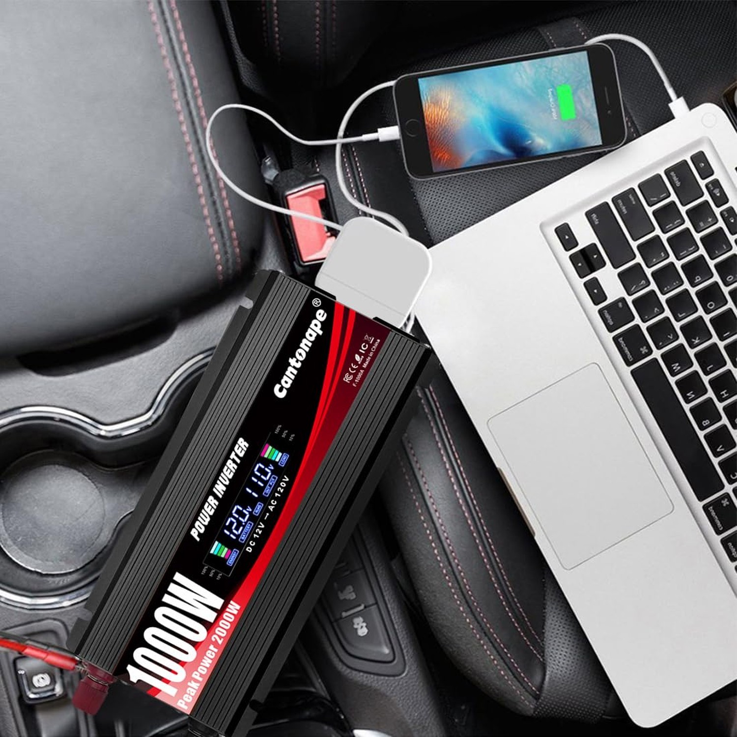 1000 Watt Car Power Inverter DC 12V to 110V/120V AC Converter with LCD Displa…