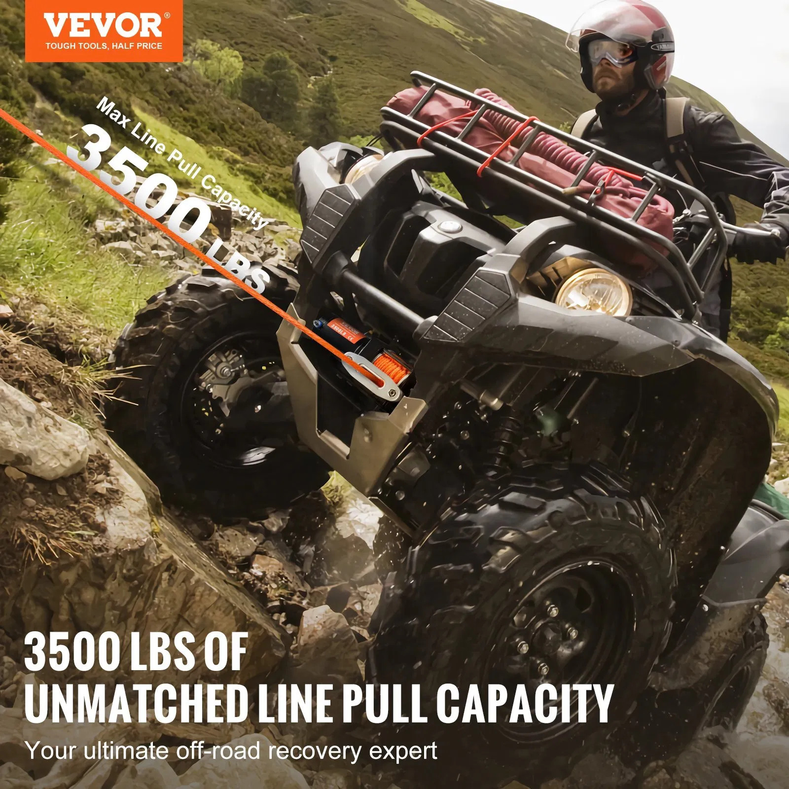 Electric Winch, 3500 lb Line Pull Capacity, 12V DC ATV/UTV Winch with ?&brvbar;3