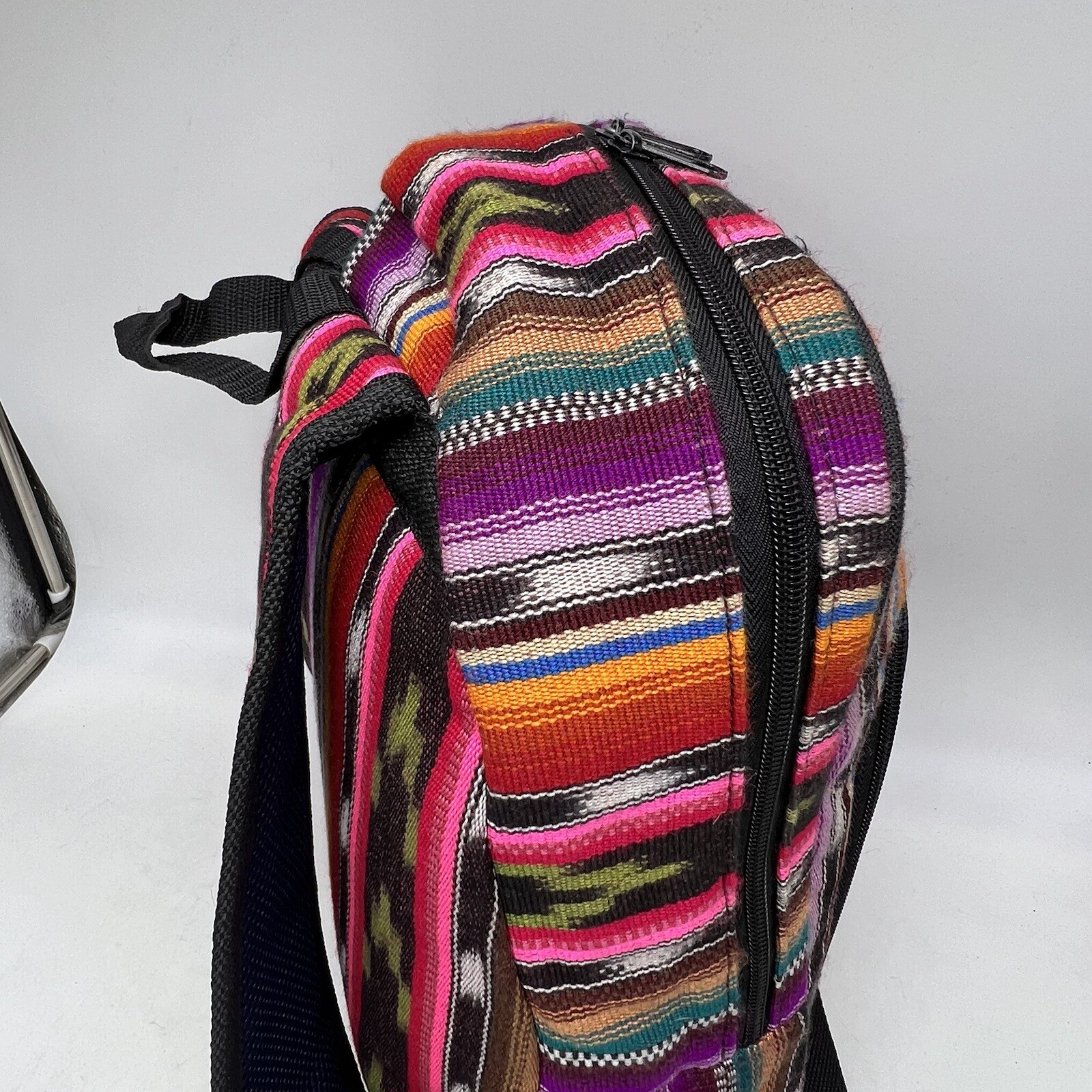 BackPack Guatemalan Full Zip Cotton Adjustable Straps 3 Compartments Colorful